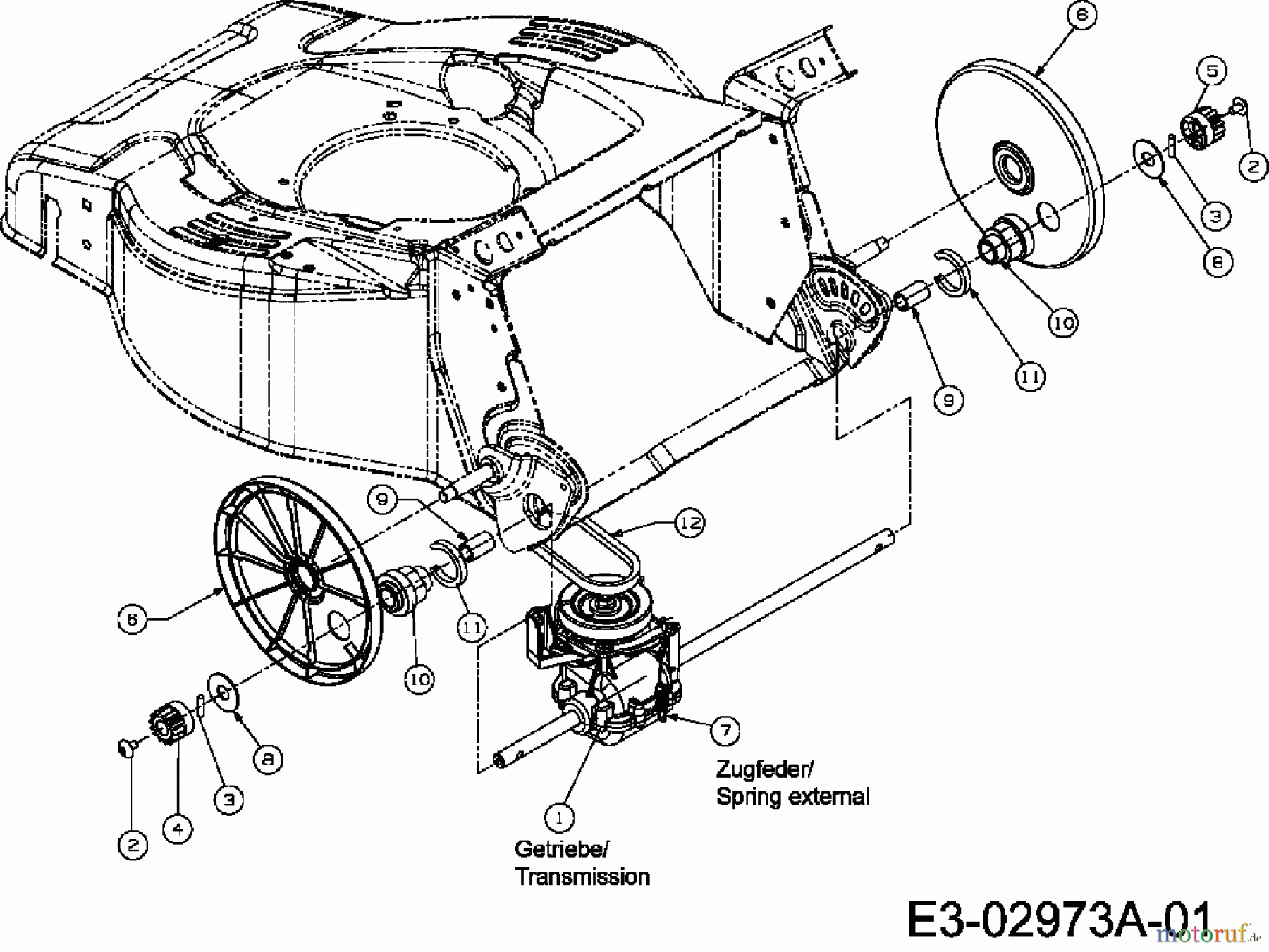  Yard-Man Petrol mower self propelled YM 5518 SP 12E-T58P643  (2007) Gearbox 618-04364A