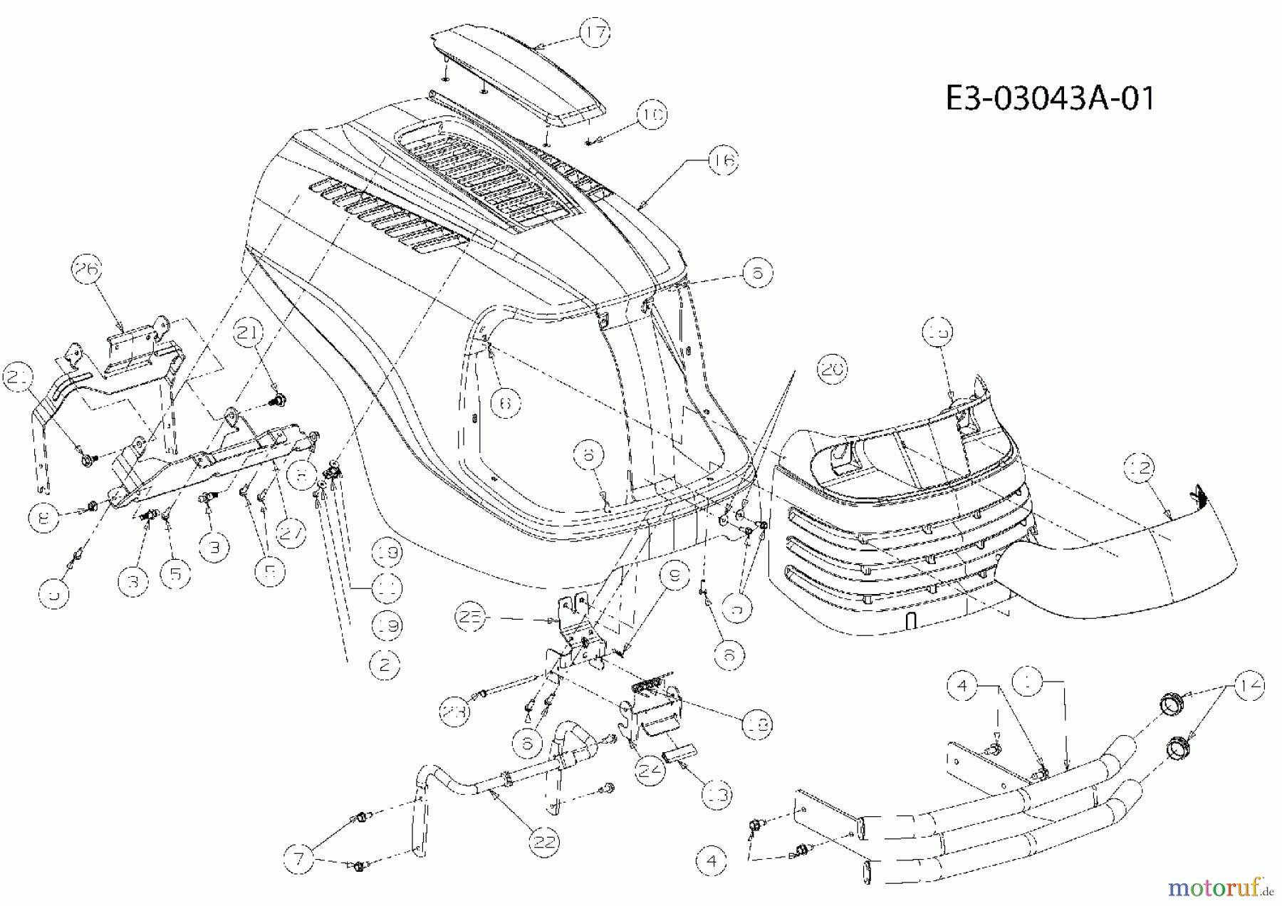  Massey Ferguson Garden tractors MF 21-22 GC 14A-2E7-695  (2008) Engine hood Massey Ferguson