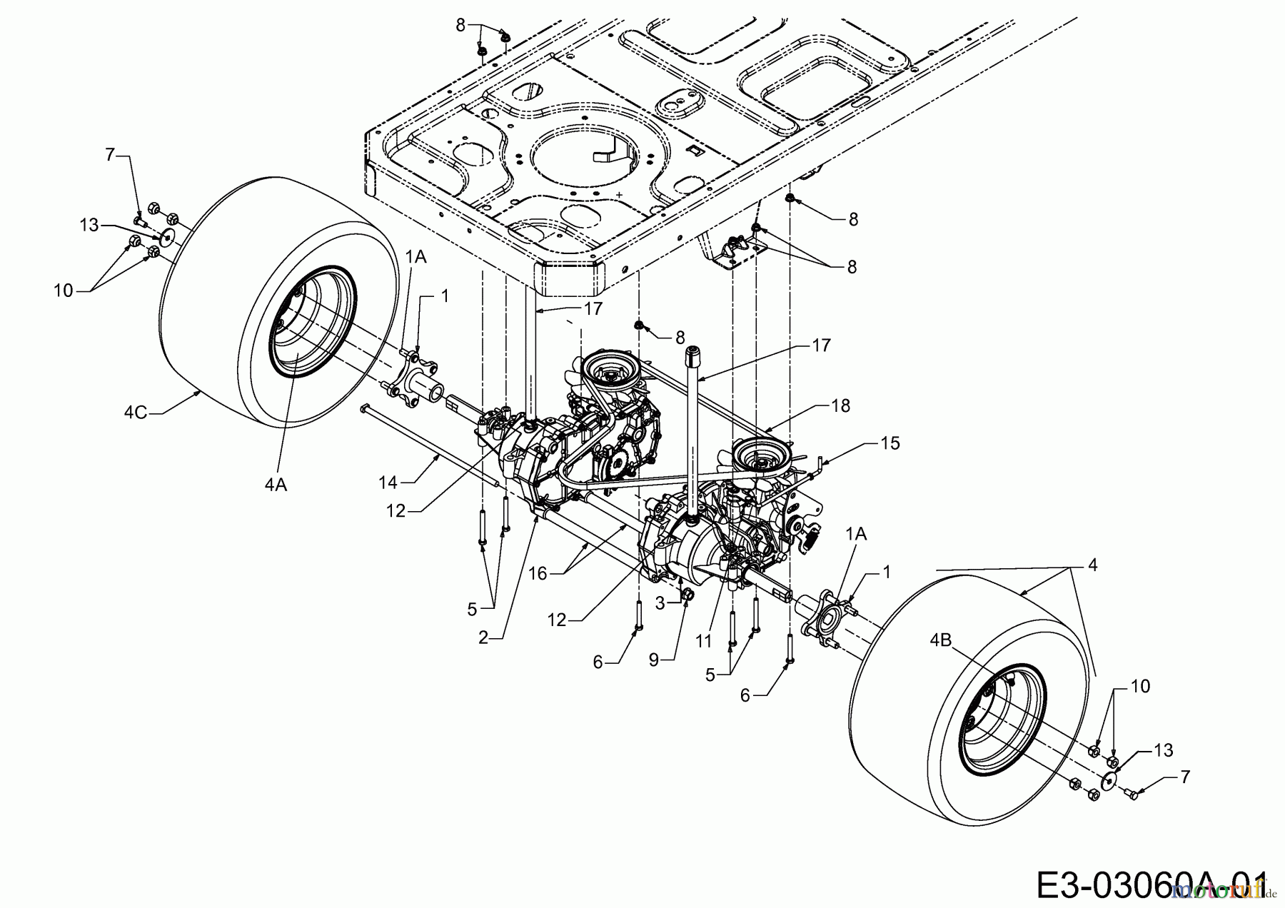  Massey Ferguson Zero Turn MF 50-22 ZT 17AI2ACP695  (2007) Drive system, Wheels