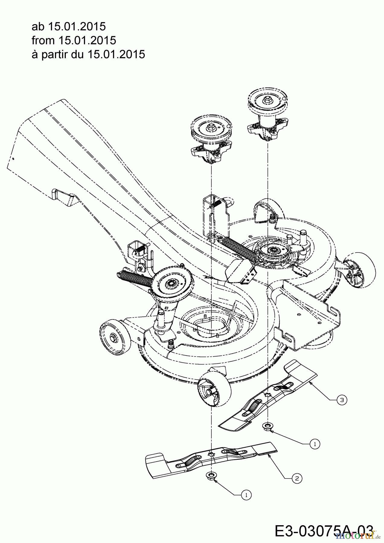  Gartenland Lawn tractors GL 15.5/92 H 13HM99GE640  (2015) Blade from 15.01.2015