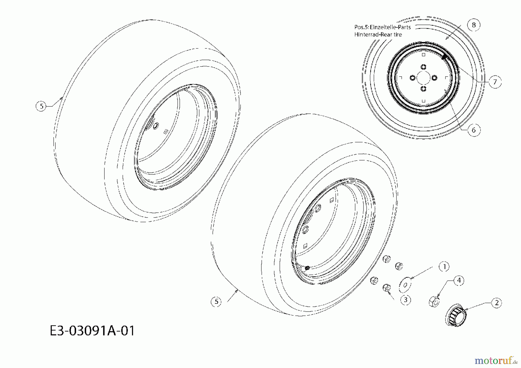  Massey Ferguson Garden tractors MF 50-23 SD 14AB13CP695  (2007) Rear wheels 23x9.5 to 01.11.2004