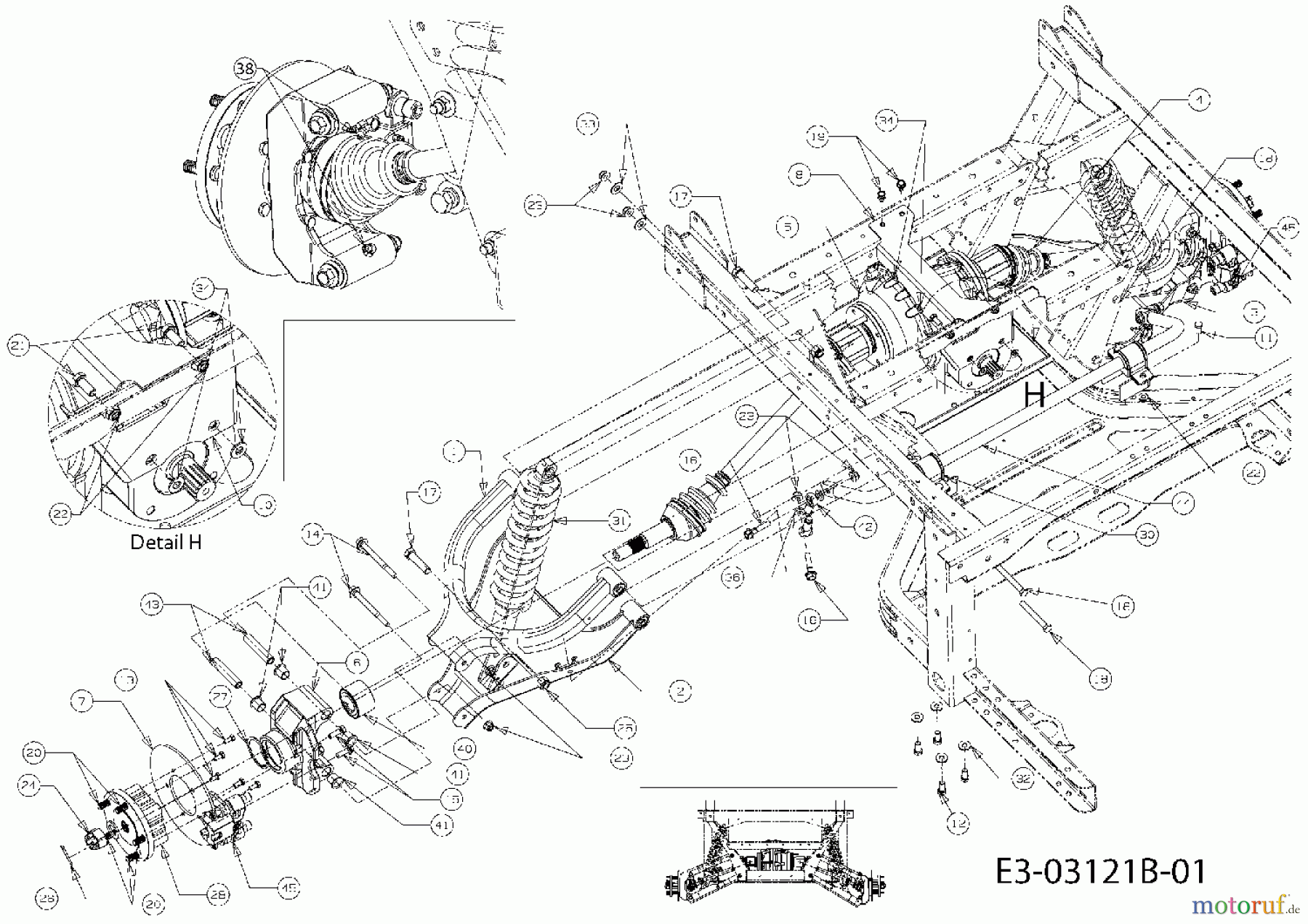  Cub Cadet Utility Vehicle CubCadet 4X4 Camo 37AP467D603  (2007) Rear axles, Rear brakes, Rear differential, Rear dampers
