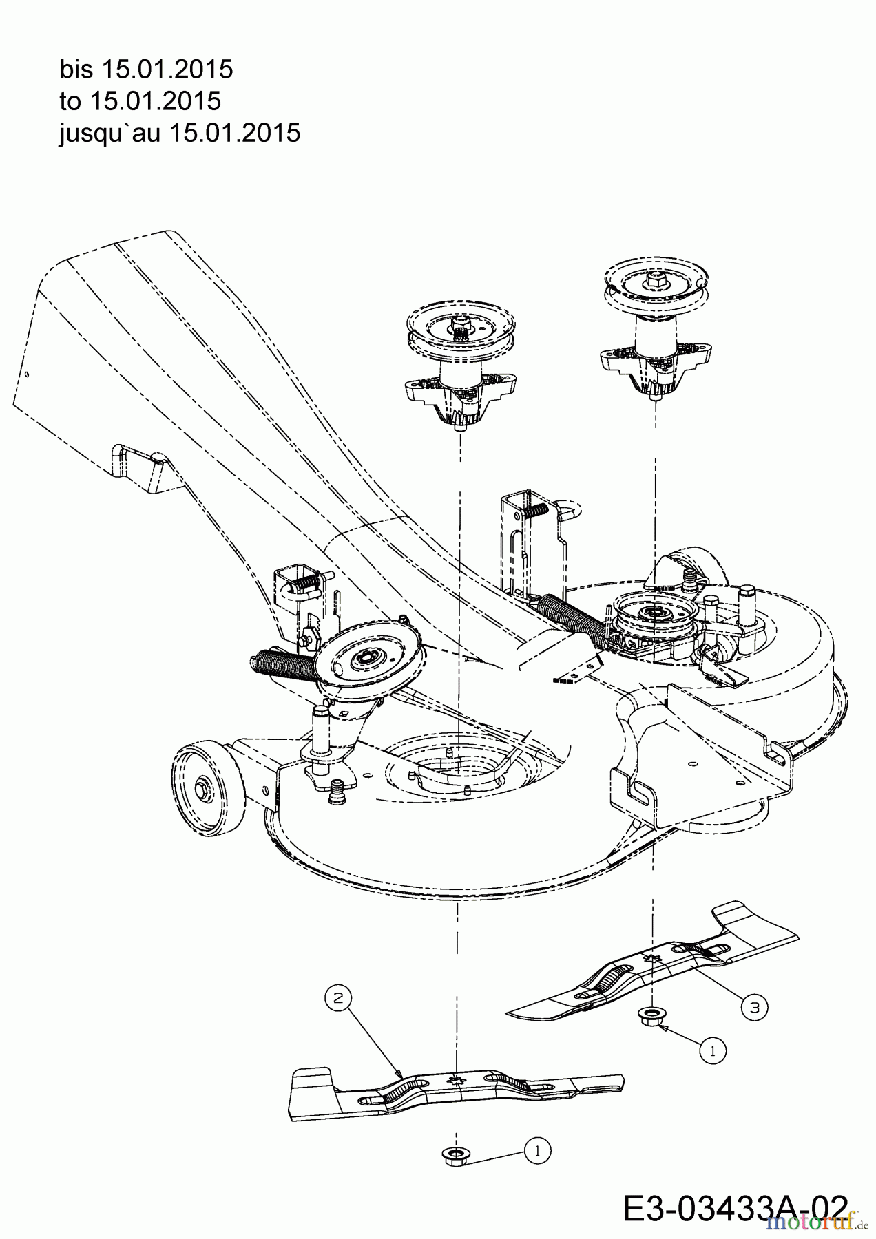  Gartenland Lawn tractors GL 13.5/92 T 13HH77GE640  (2015) Blade to 15.01.2015