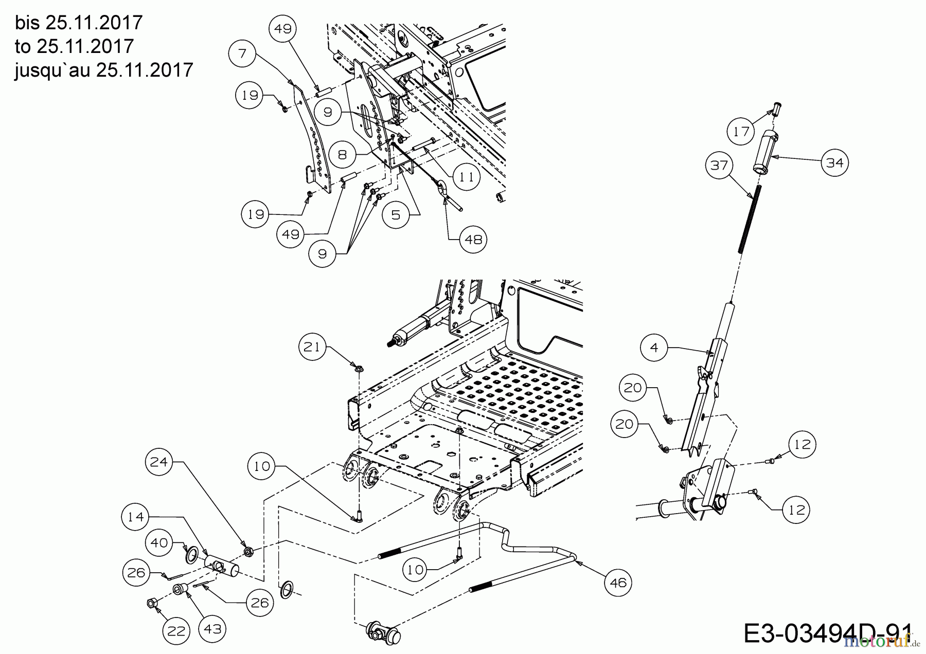  Cub Cadet Zero Turn XZ3 122 17BIDGHB603  (2018) Deck lift 1 to 25.11.2017