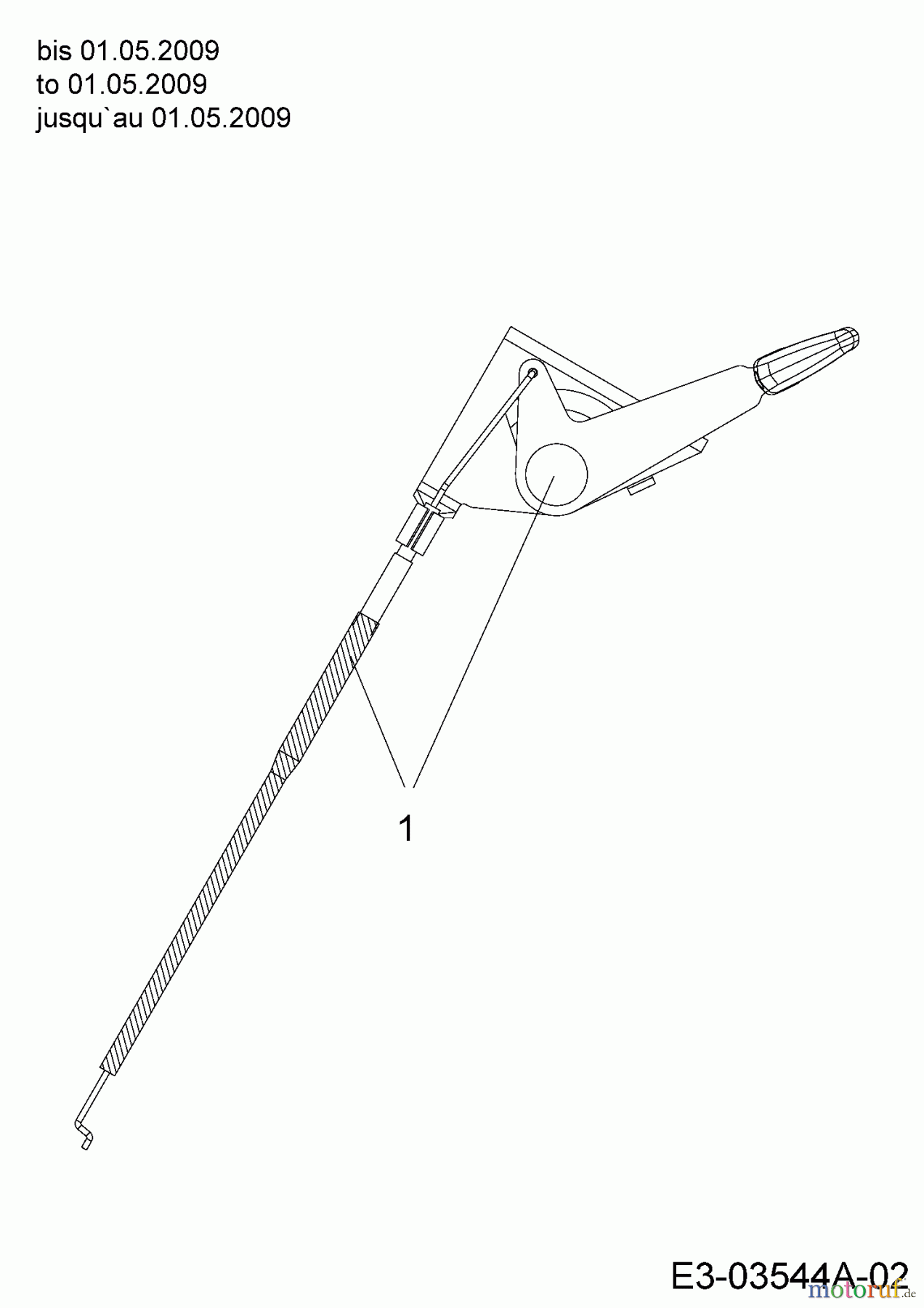  MTD Lawn tractors 20/42 13AT775G308  (2009) Throttle cable  to 01.05.2009