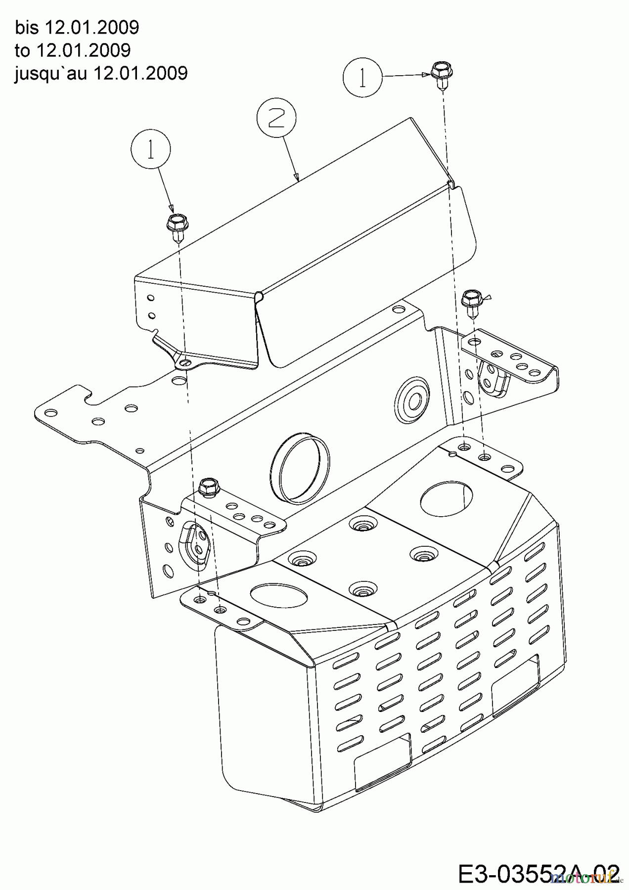  Verts Loisirs Lawn tractors VLB2 16H107 13AT79TG417  (2009) Heat shield to 12.01.2009