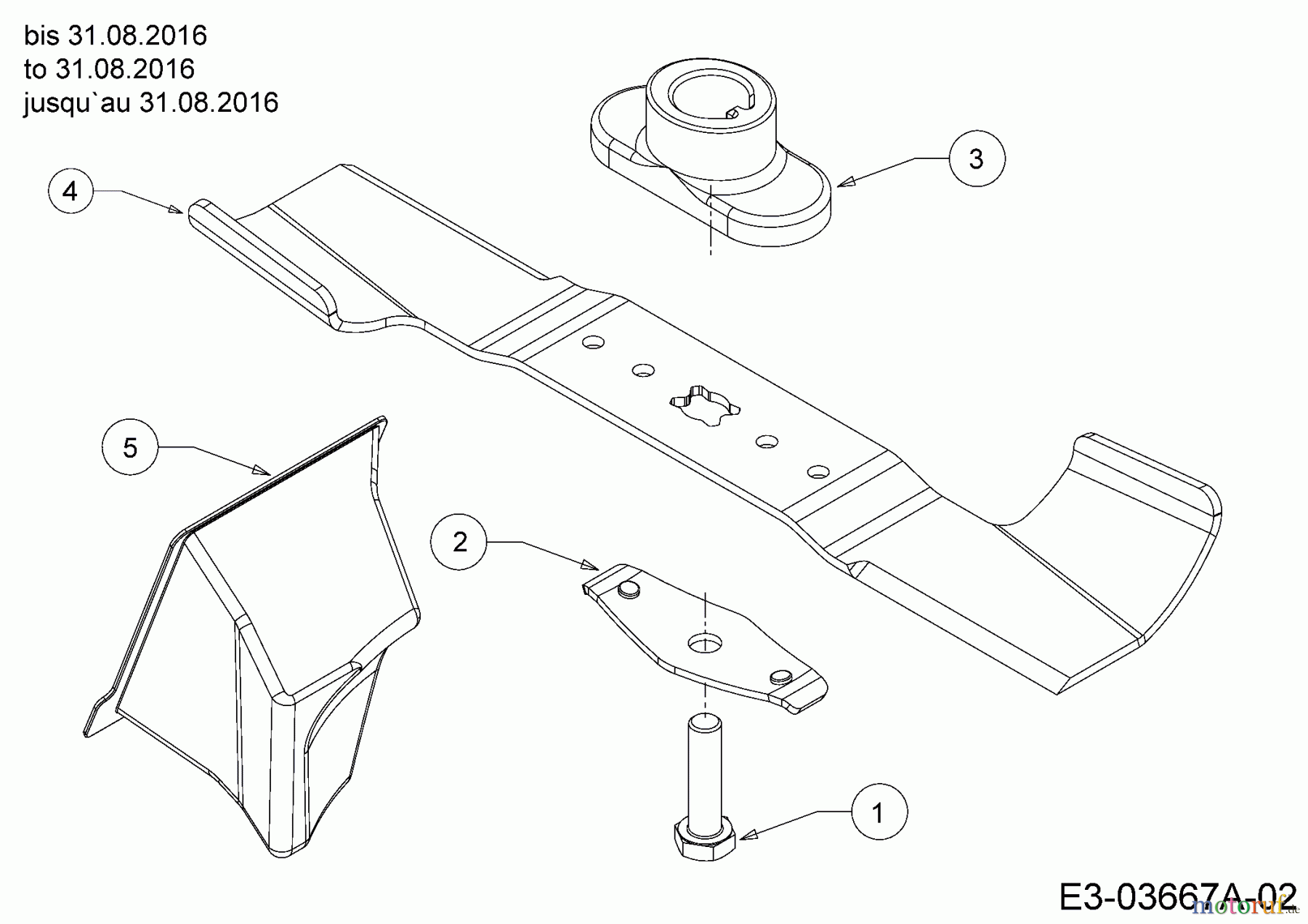  Mr.Gardener Petrol mower HW 42 B 11A-LL5B629  (2016) Blade, Blade adapter to 31.08.2016