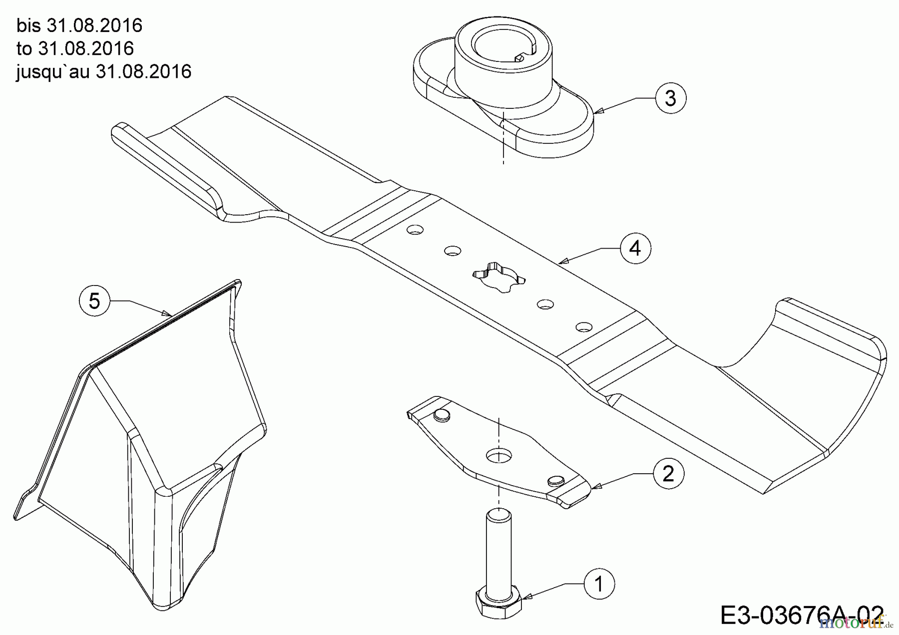  Mr.Gardener Petrol mower HW 46 B 11A-TN5C629  (2016) Blade, Blade adapter, Mulch plug to 31.08.2016