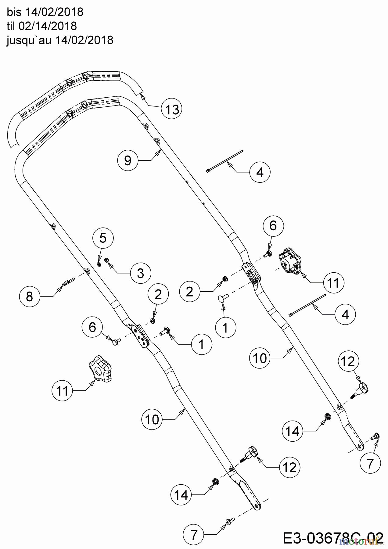  Mr.Gardener Petrol mower self propelled HW 46 BA-IS 12A-TNB9629  (2018) Handle til 02/14/2018