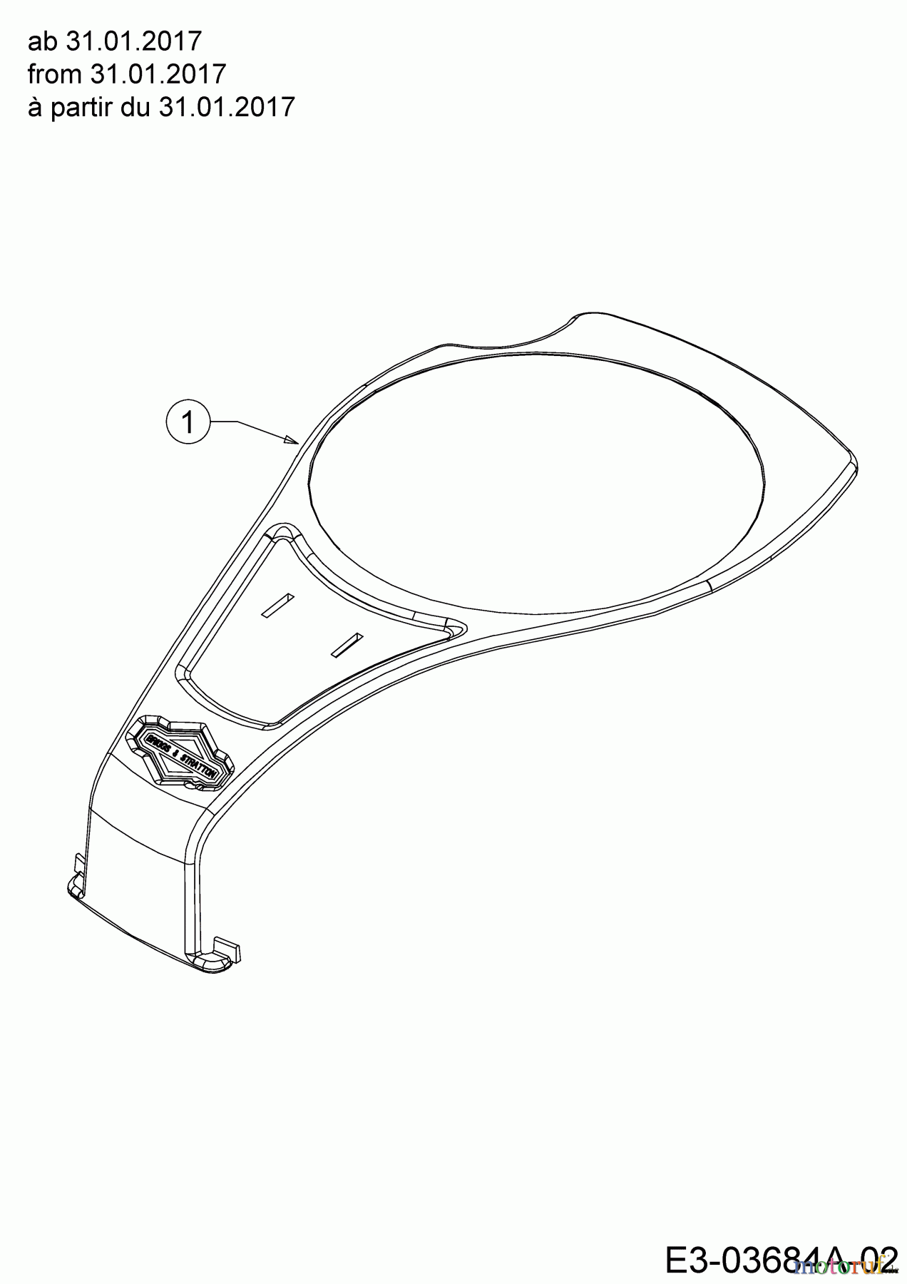  Wolf-Garten Petrol mower self propelled A 420 AVHW 12AQLV5B650  (2018) Engine housing cover from 31.01.2017