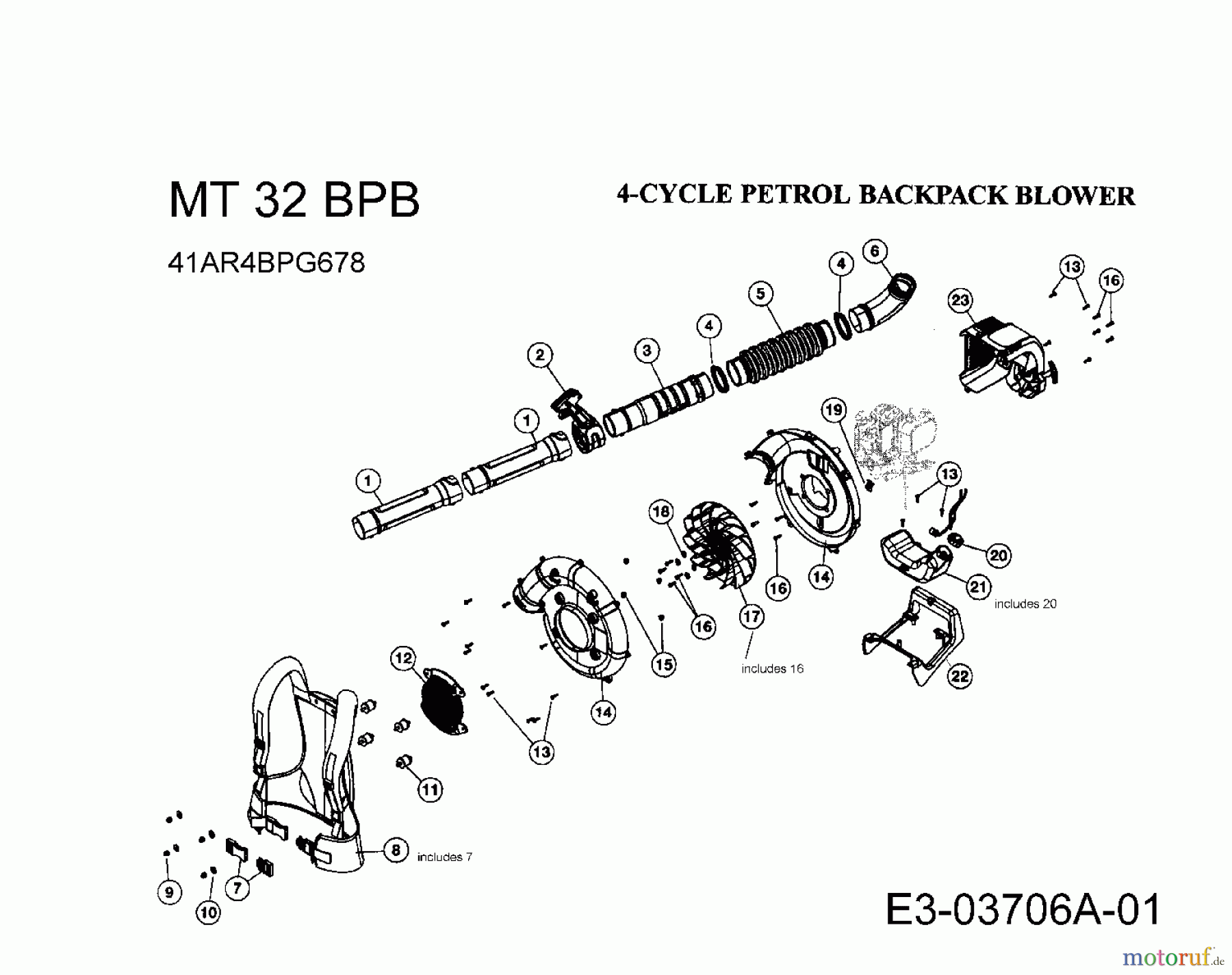  MTD Leaf blower, Blower vac MT 32 BPB 41AR4BPG678  (2008) Basic machine