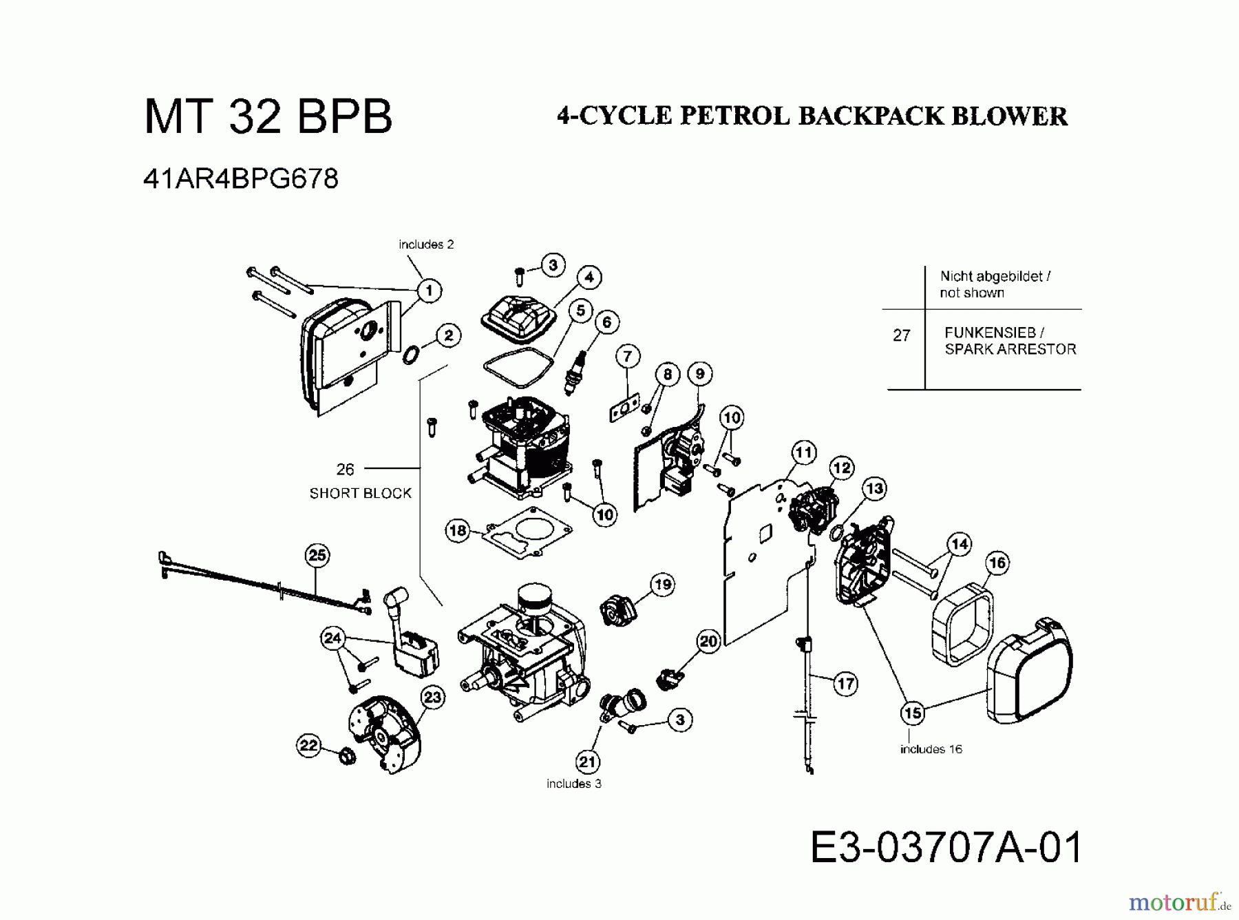  MTD Leaf blower, Blower vac MT 32 BPB 41AR4BPG678  (2008) Engine