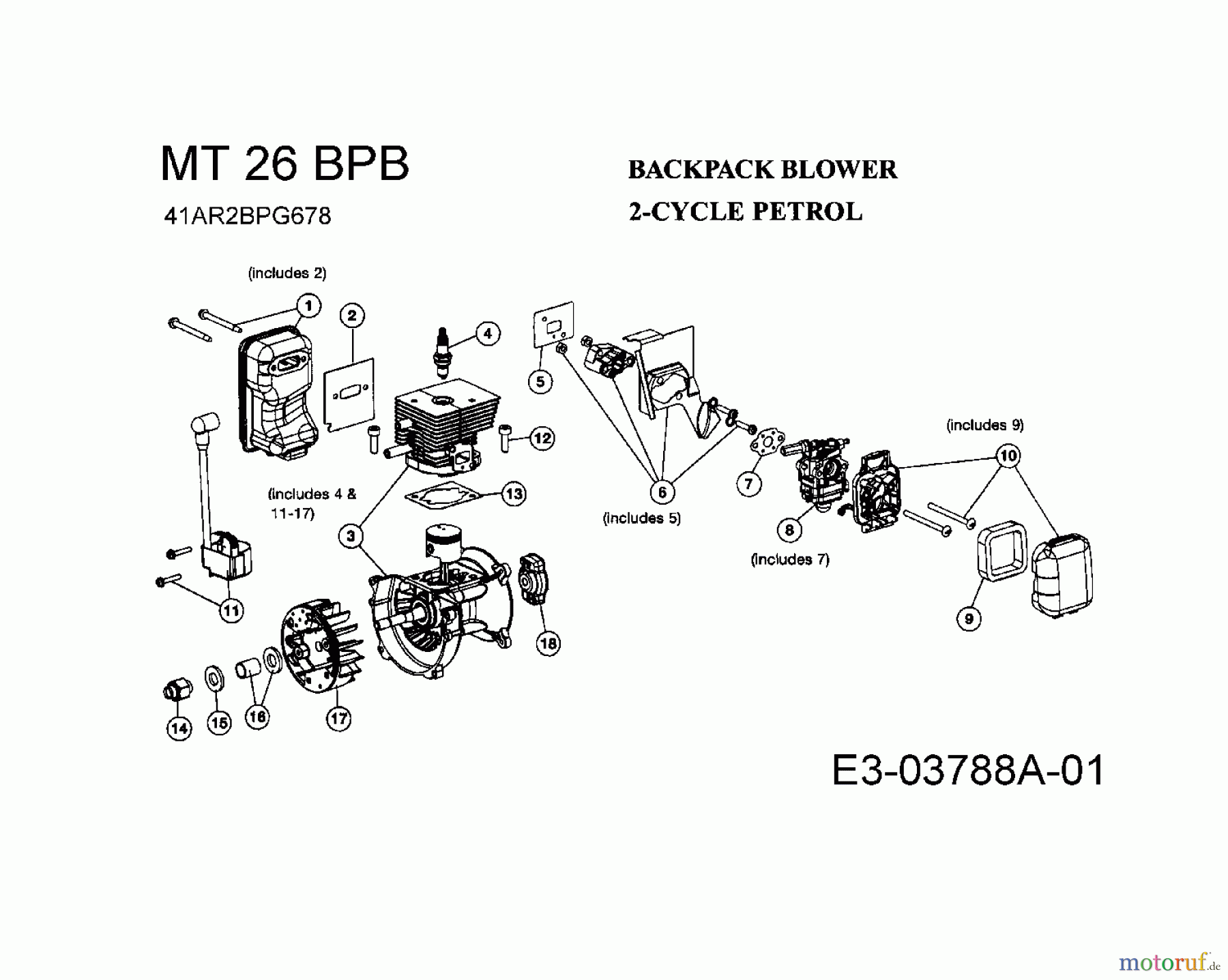  MTD Leaf blower, Blower vac MT 26 BPB 41AR2BPG678  (2008) Engine