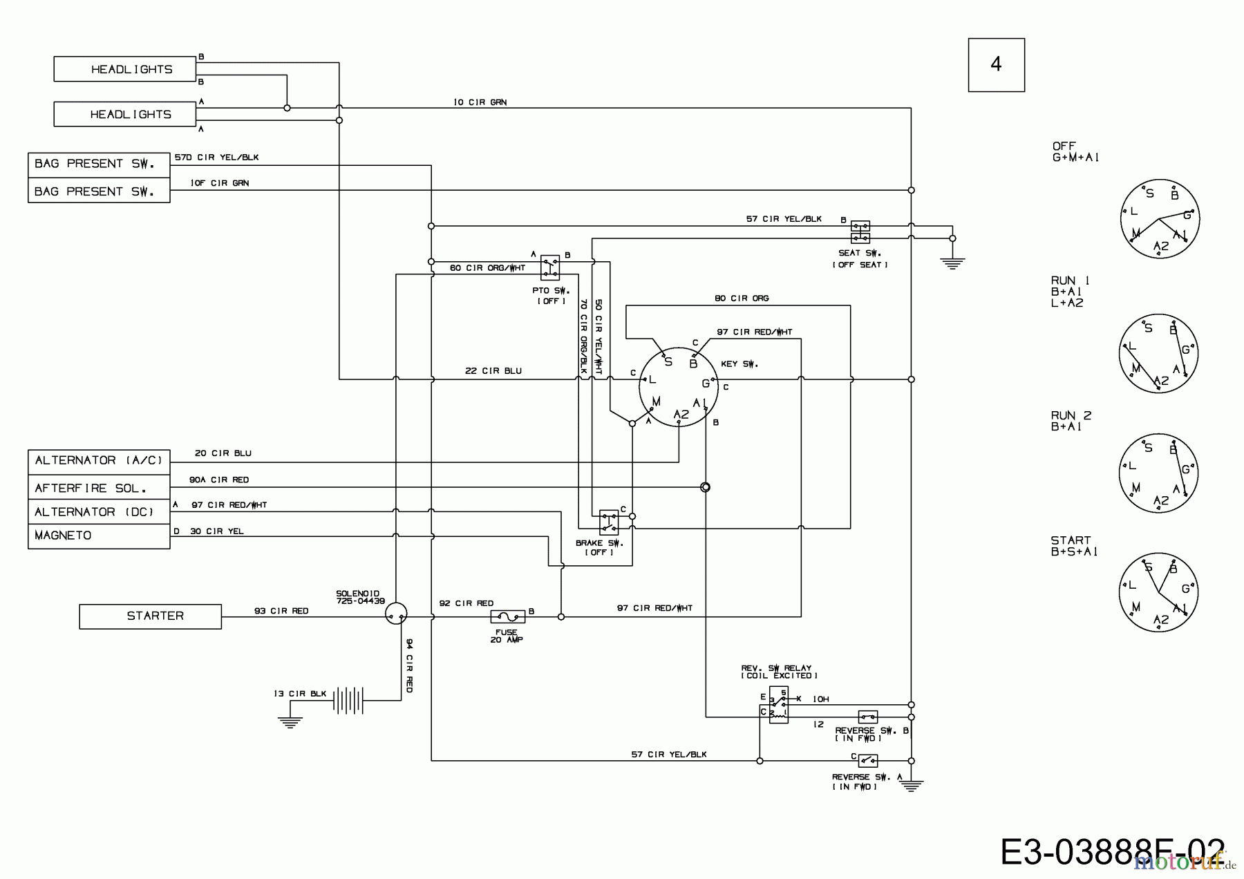  B Power Lawn tractors BT 155-92 AH 13AM713E615  (2012) Wiring diagram