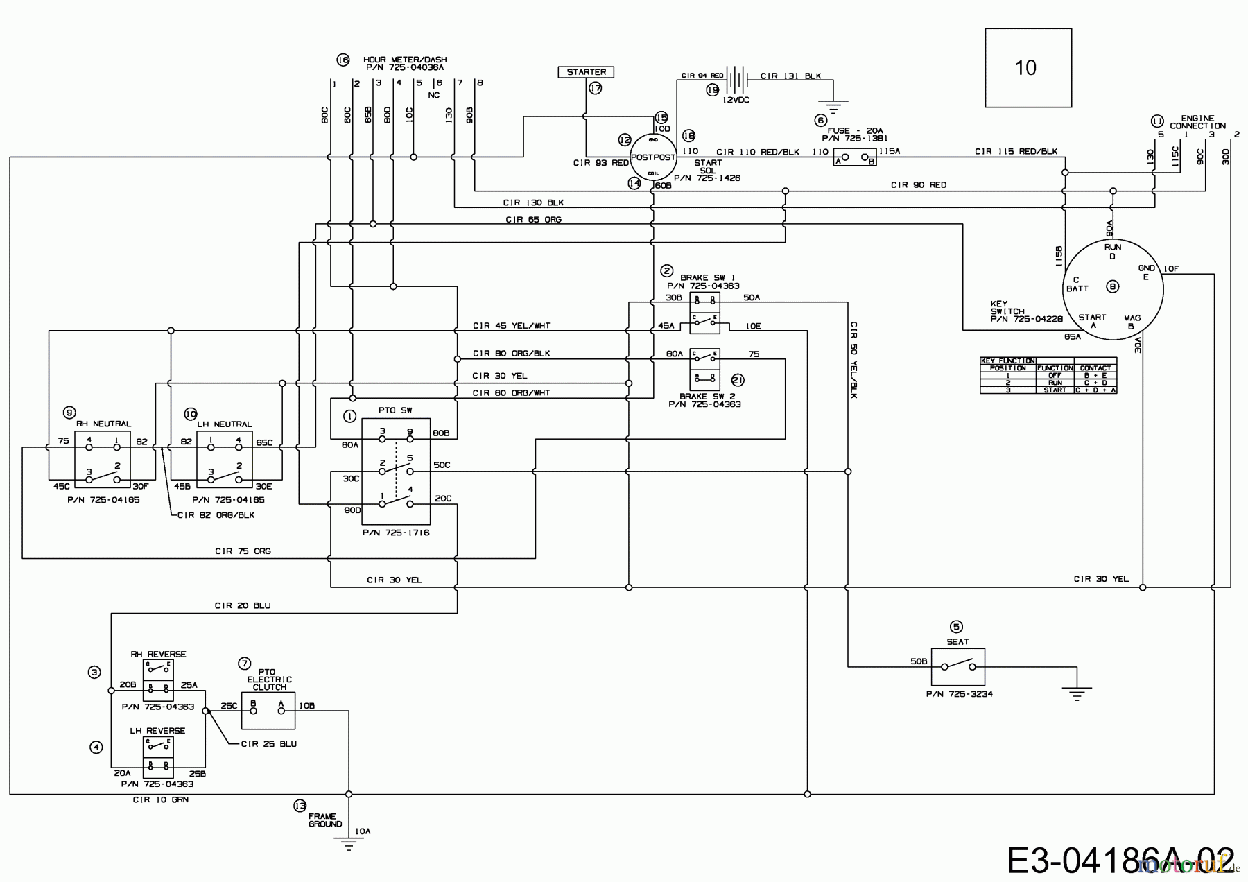  MTD Zero Turn P 155 HZ-G 17AE2ACG678  (2009) Wiring diagram