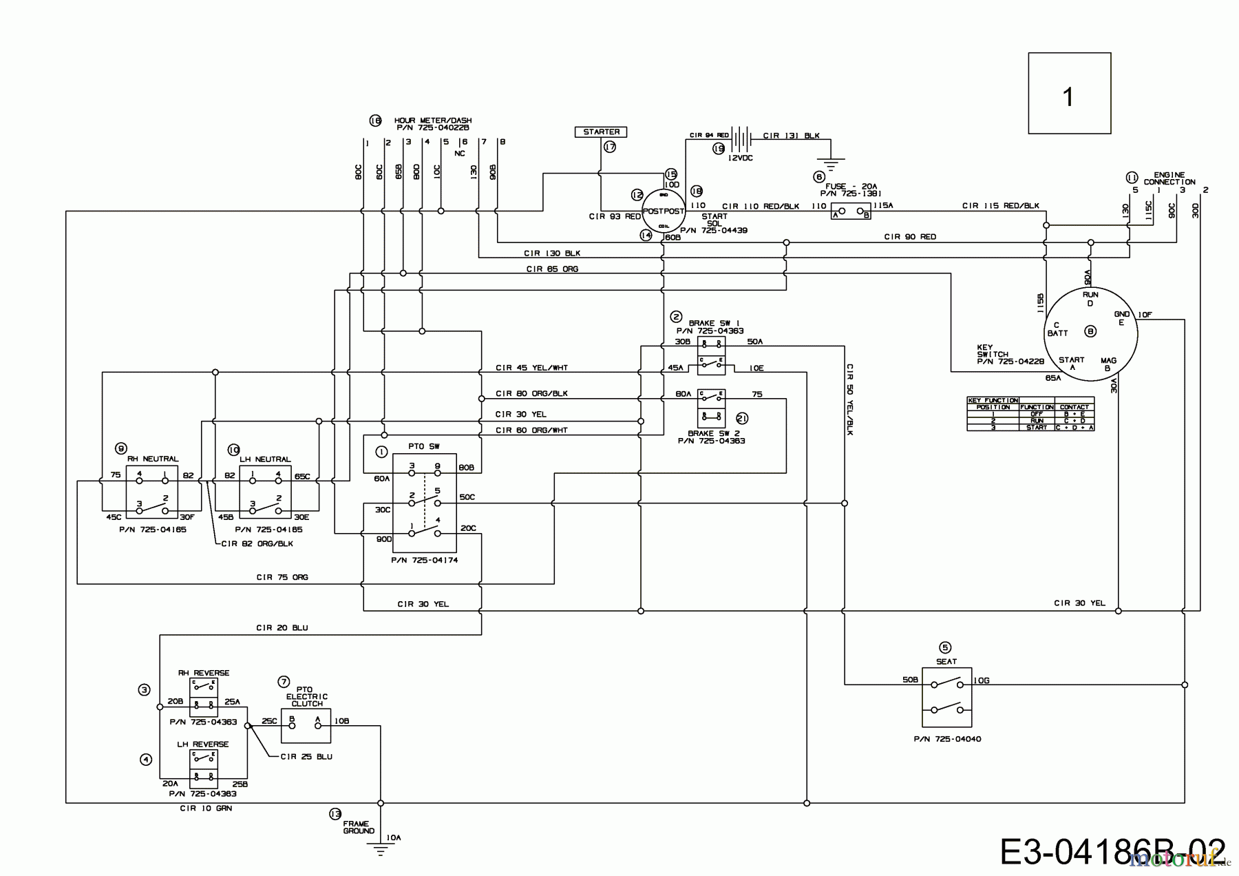  MTD Zero Turn P 170 HZ-S 17AE2ACS678  (2011) Wiring diagram
