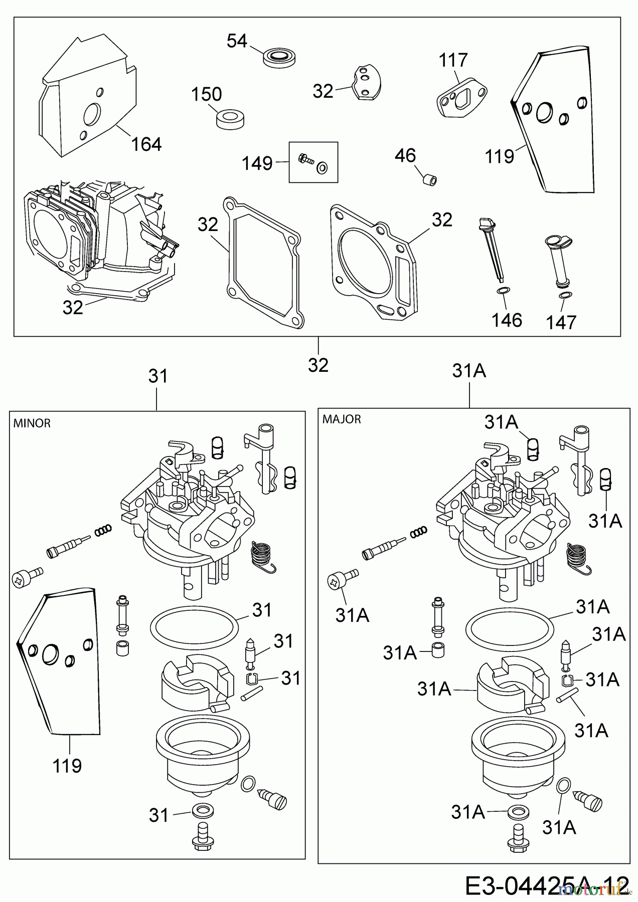  MTD-Engines Vertical 1P70FWA 752Z1P70FWA  (2008) Engine gasket kit, Repair kit carburetor