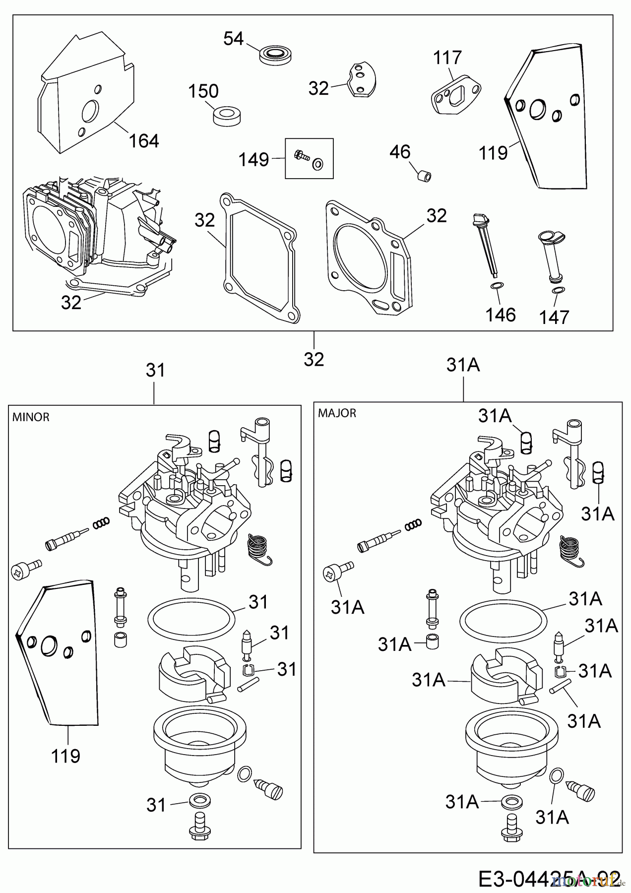  MTD-Engines Vertical 1P70MH 752Z1P70MH  (2008) Engine gasket kit, Repair kit carburetor
