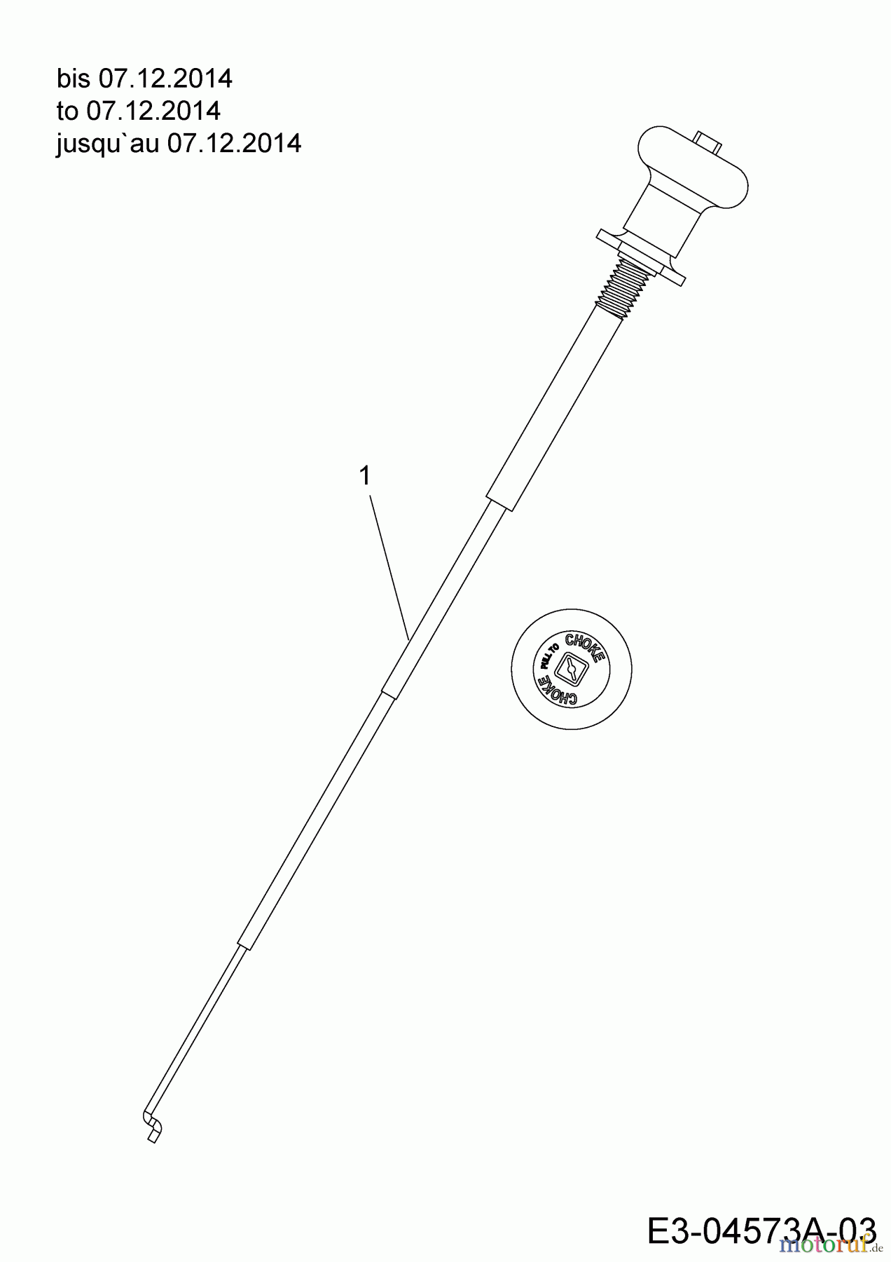  Cub Cadet Lawn tractors CC 1020 BHN 13HT91AN603  (2015) Choke control to 07.12.2014