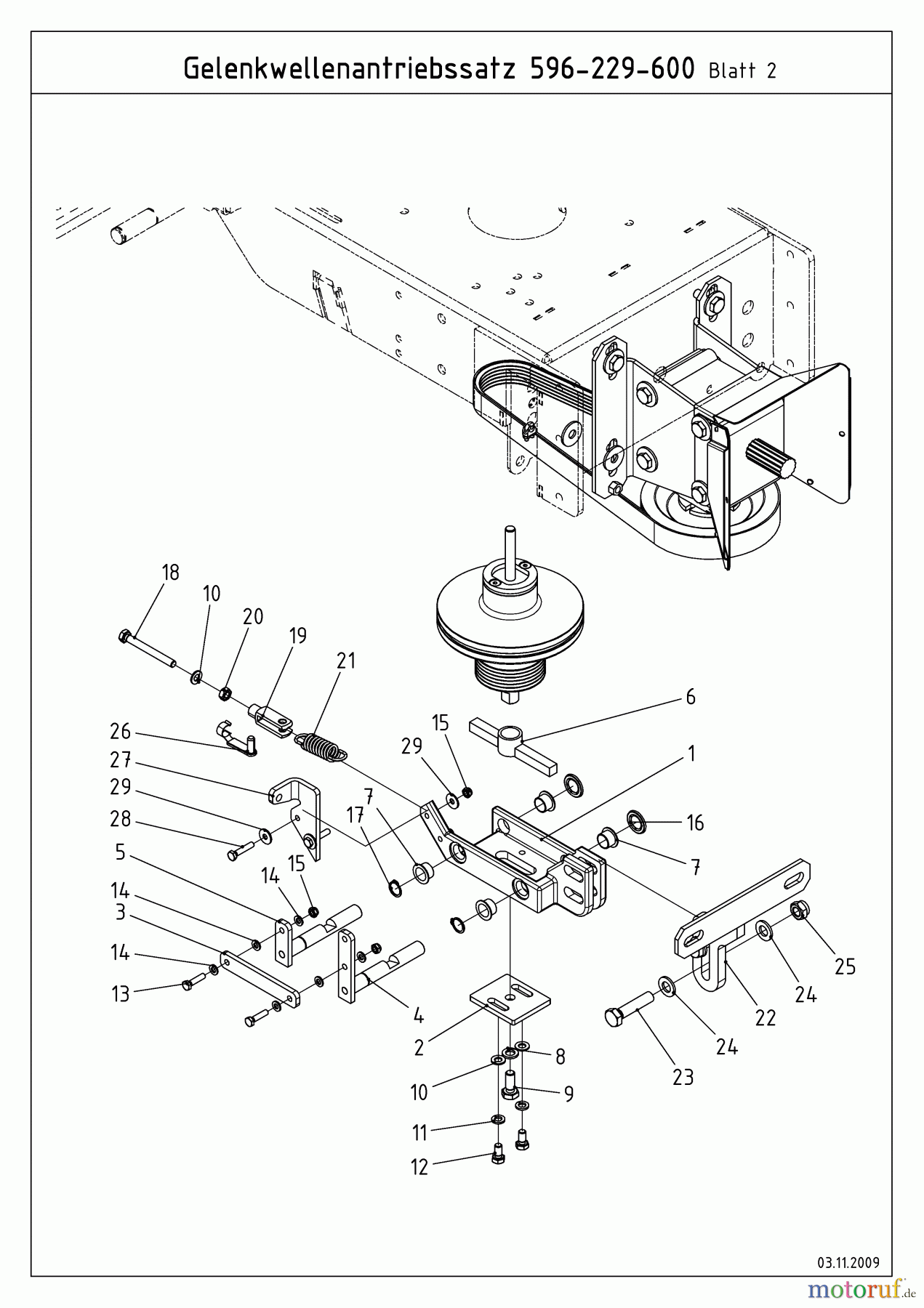  MTD Accessories Accessories compact tractors Drive set pto shaft for CC 2000/3000 RD series 596-229-600  (2011) Drive set pto shaft