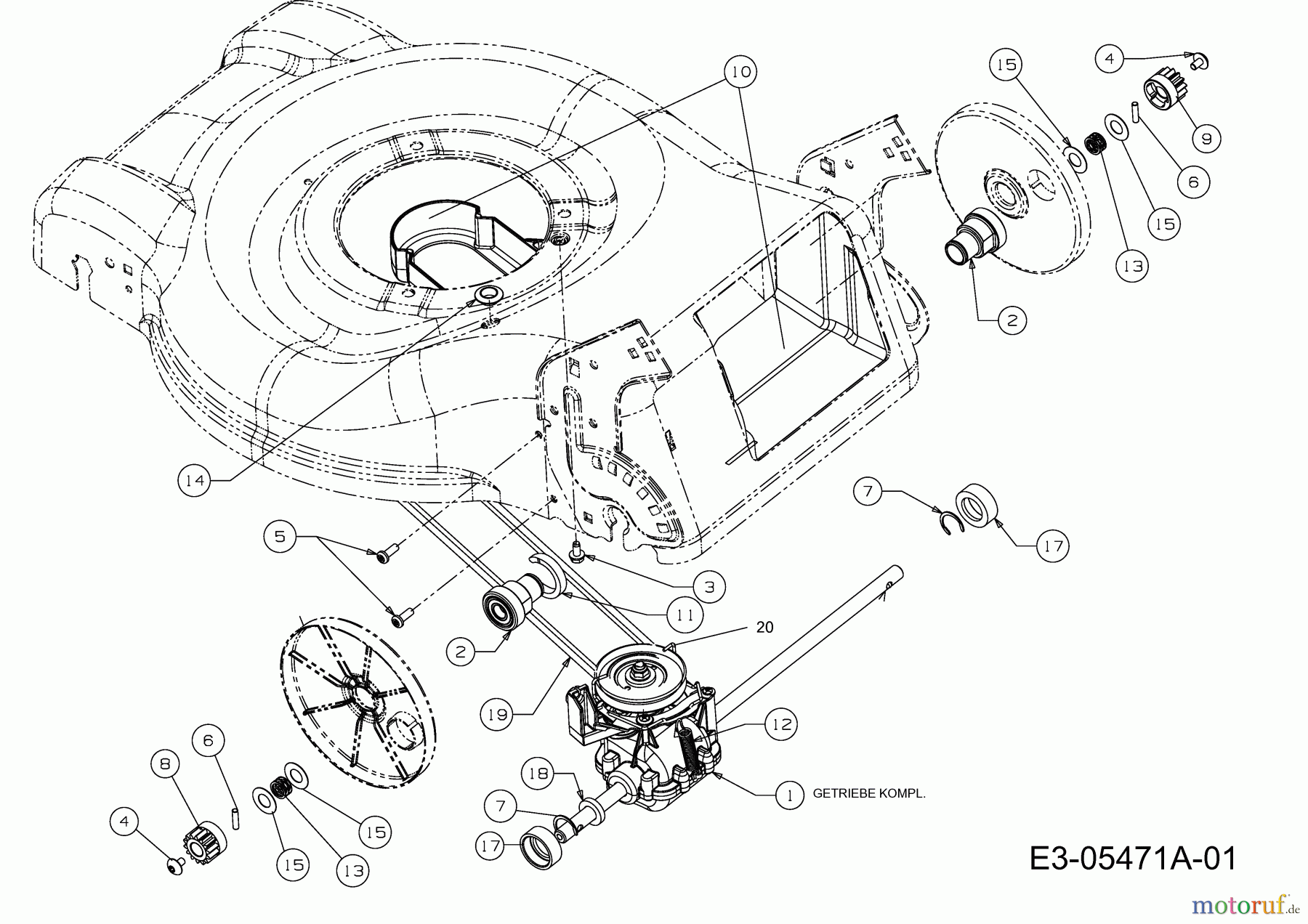 Plantiflor Petrol mower self propelled BMR 46 12E-J5JS601  (2011) Gearbox