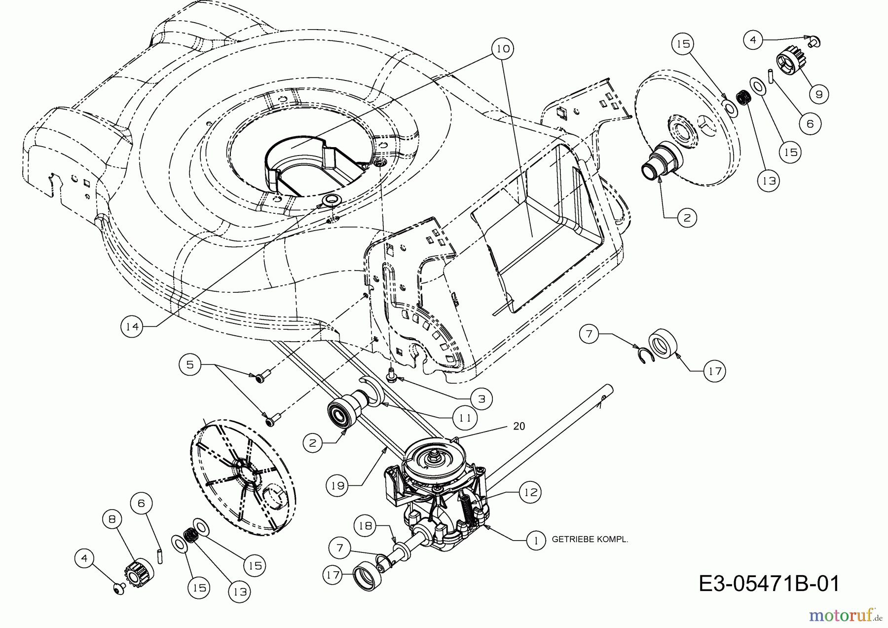  Mastercut Petrol mower self propelled MC 46 SPB 12A-J75B659  (2015) Gearbox, Belt
