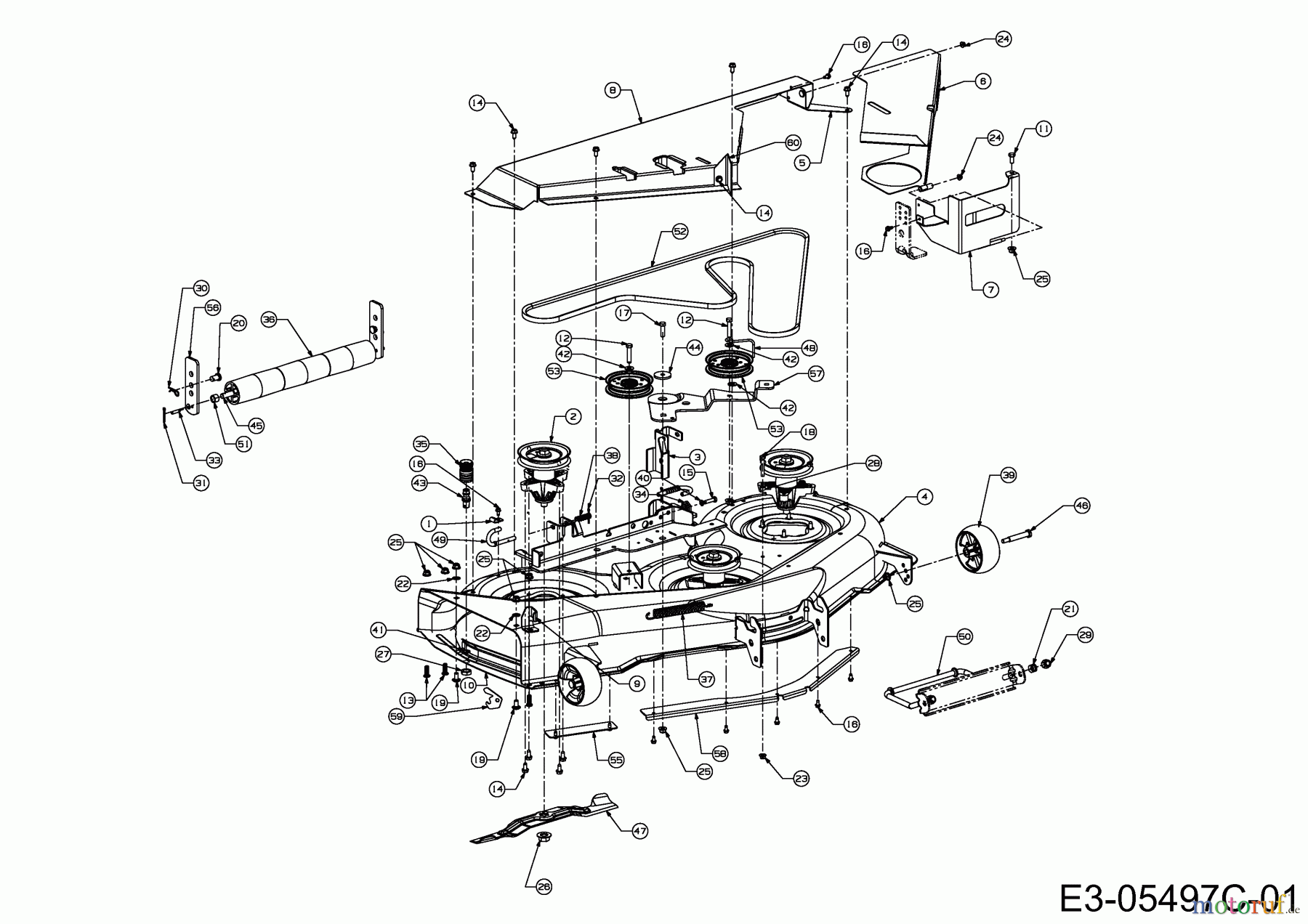 Cub Cadet Zero Turn All Rounder 1050 17AI9BKP603 (2012) Mowing deck P (50