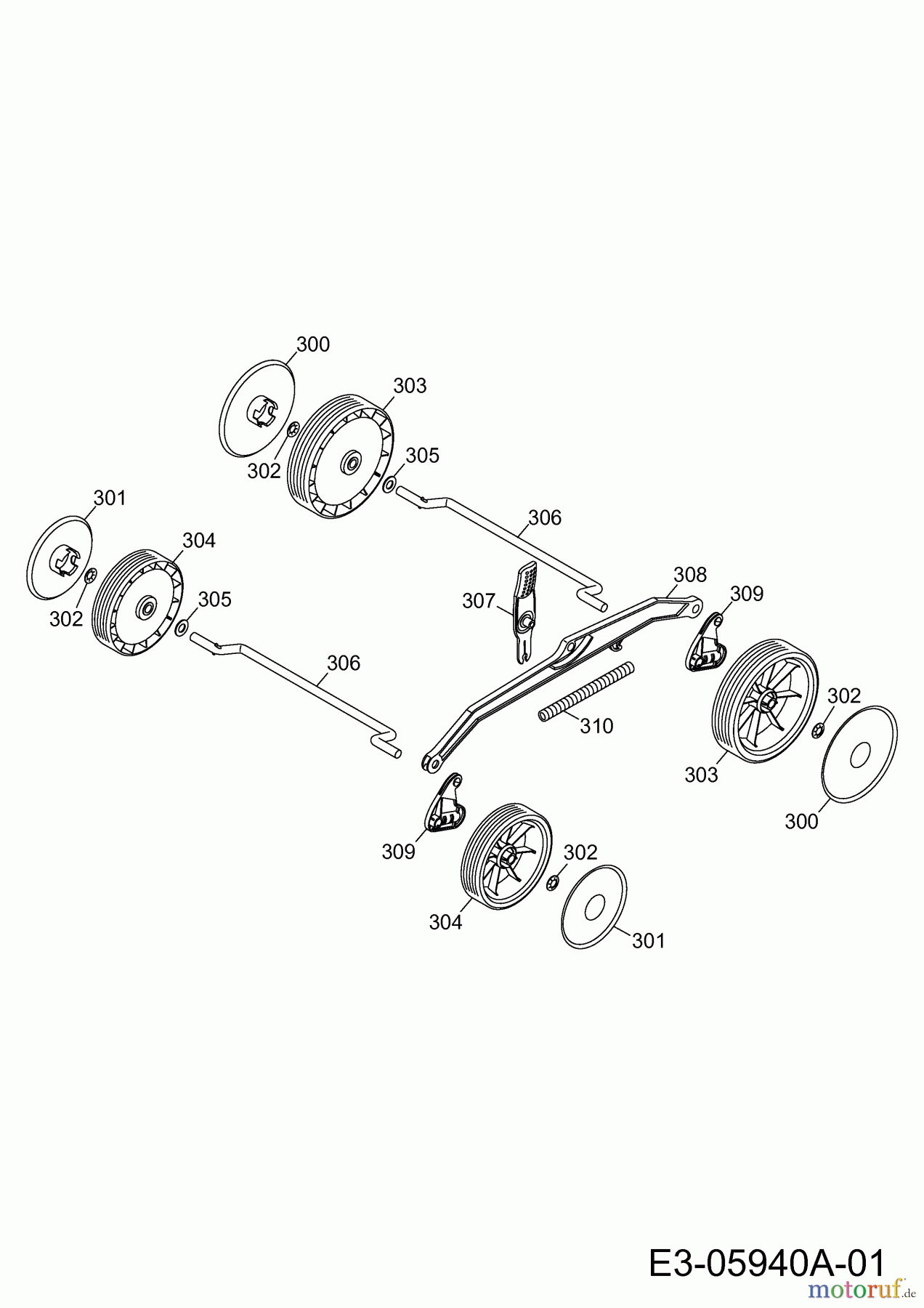  Wolf-Garten Battery mower Li-Ion Power 34 4919000  (2013) Axles, Wheels