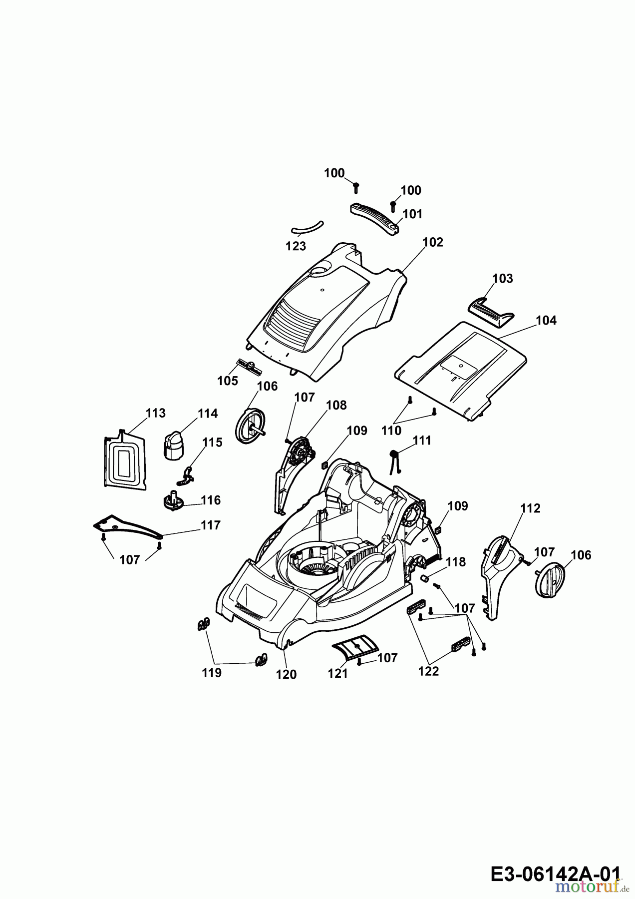 Wolf-Garten Electric mower self propelled Power Edition 40 EA-1 4985083 Series B (2011) Deck housing