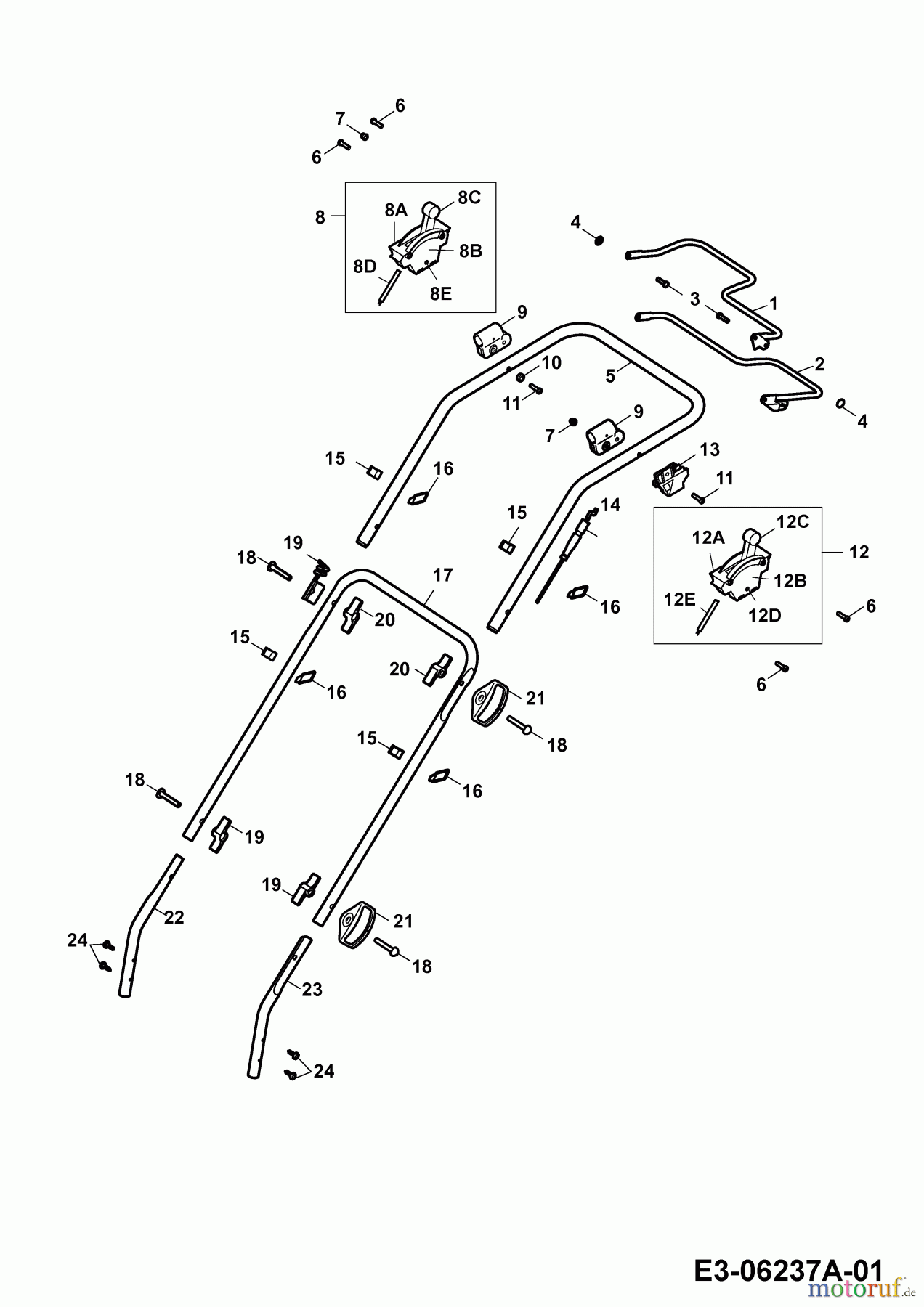  Wolf-Garten Petrol mower self propelled Power Edition 40 BA 4058000 Series F  (2010) Handle