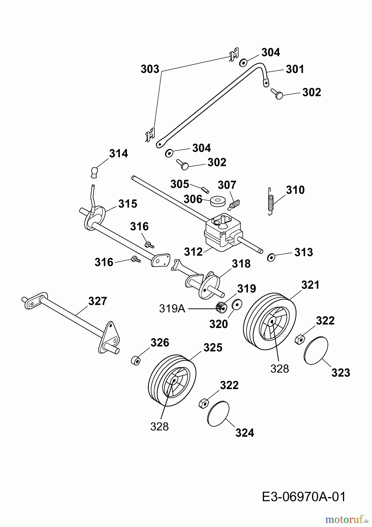  Wolf-Garten Petrol mower self propelled Power Edition 48 QRA 4236000  (2011) Gearbox, Wheels