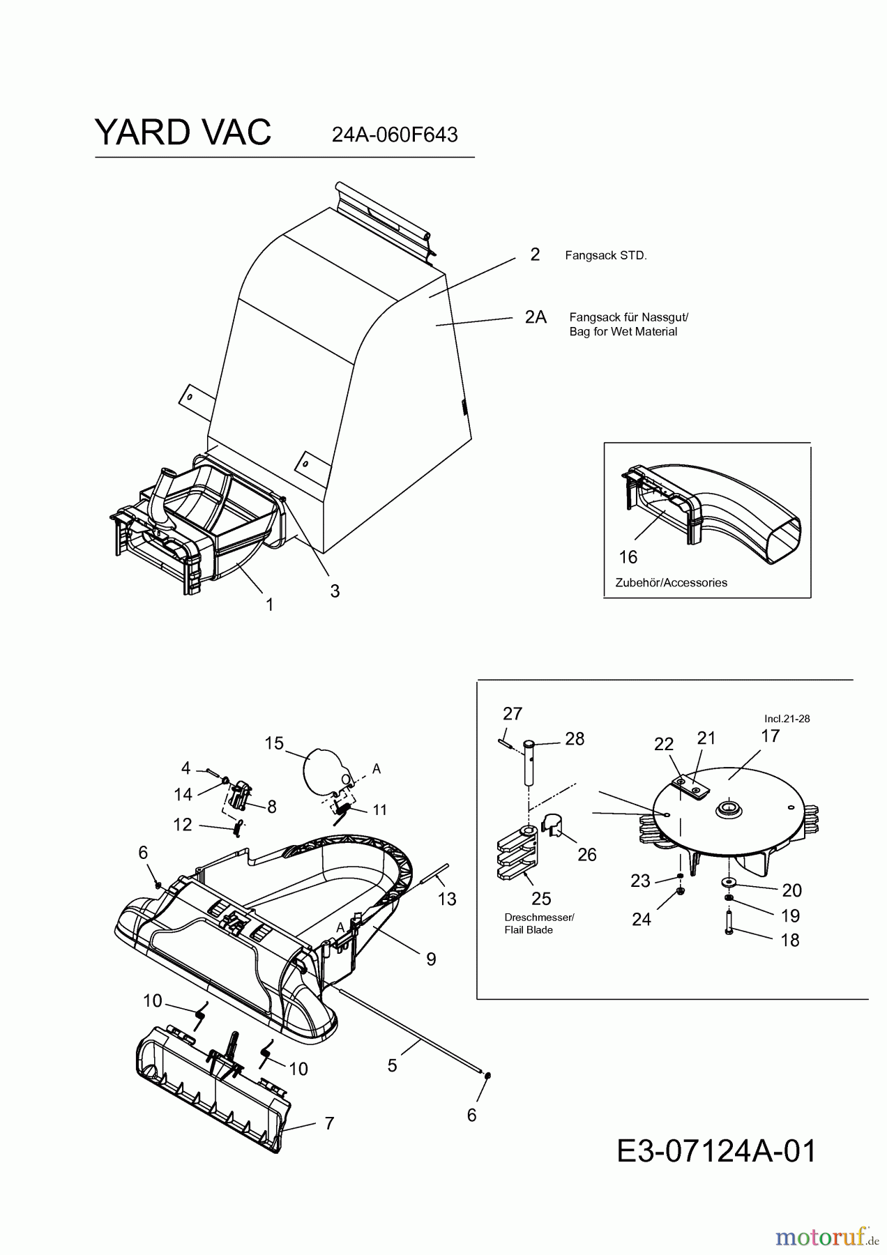  Yard-Man Chipper, Vac, Compost shredder YARD VAC 24A-060F643  (2011) Nozzle, Bag