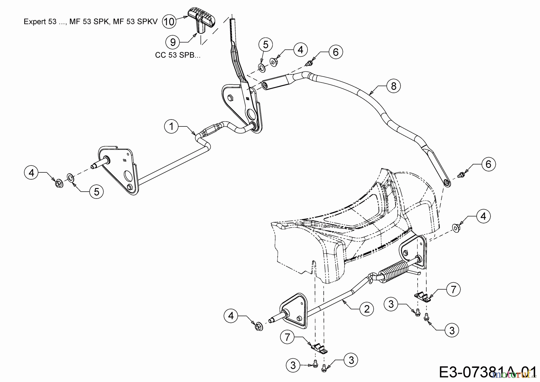  Massey Ferguson Petrol mower self propelled MF 53 SPKV 12BVQ57D695  (2015) Axles, Height adjustment