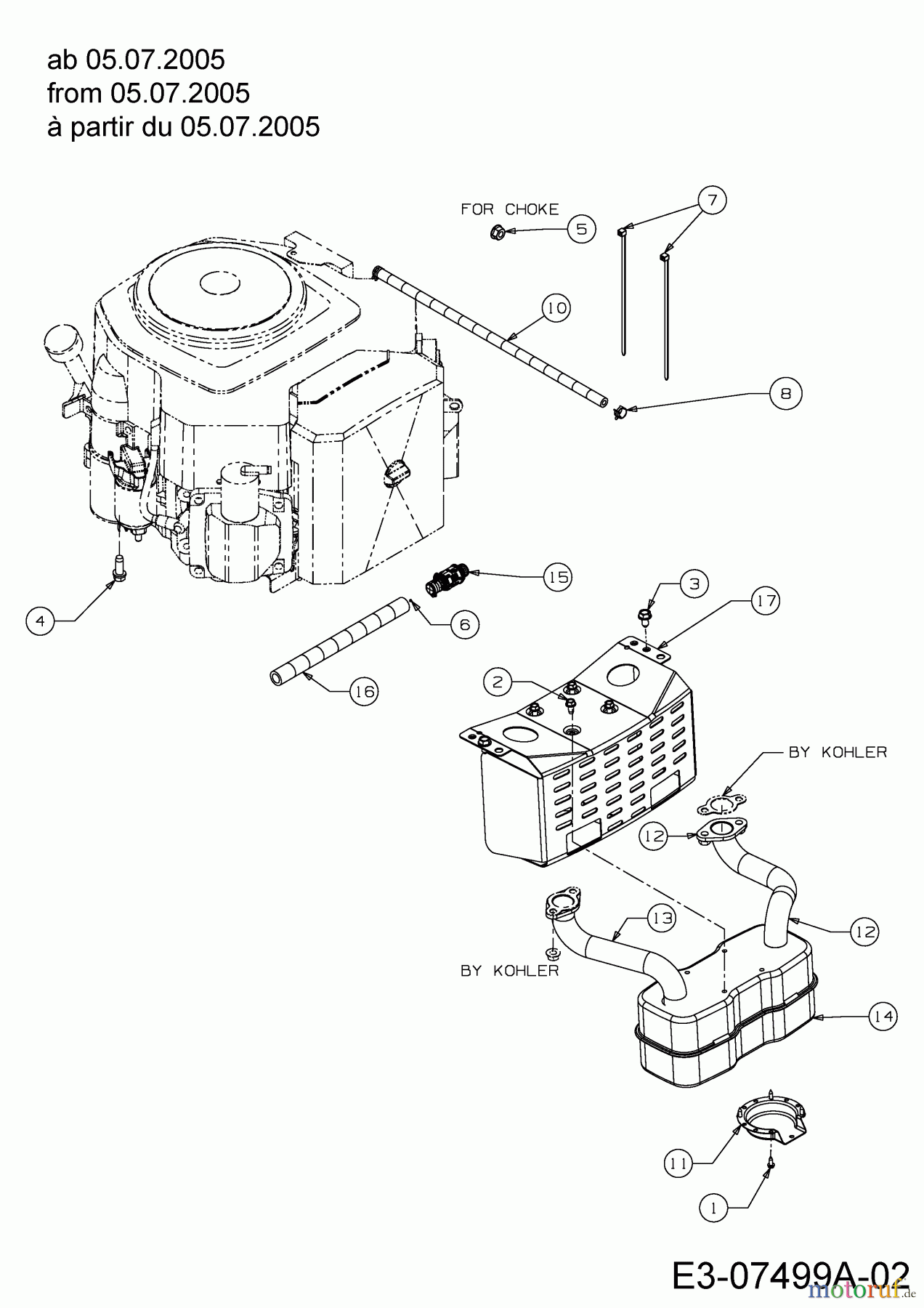  Cub Cadet Lawn tractors CC 1020 RD 13AE51CN603  (2005) Engine accessories from 05.07.2005