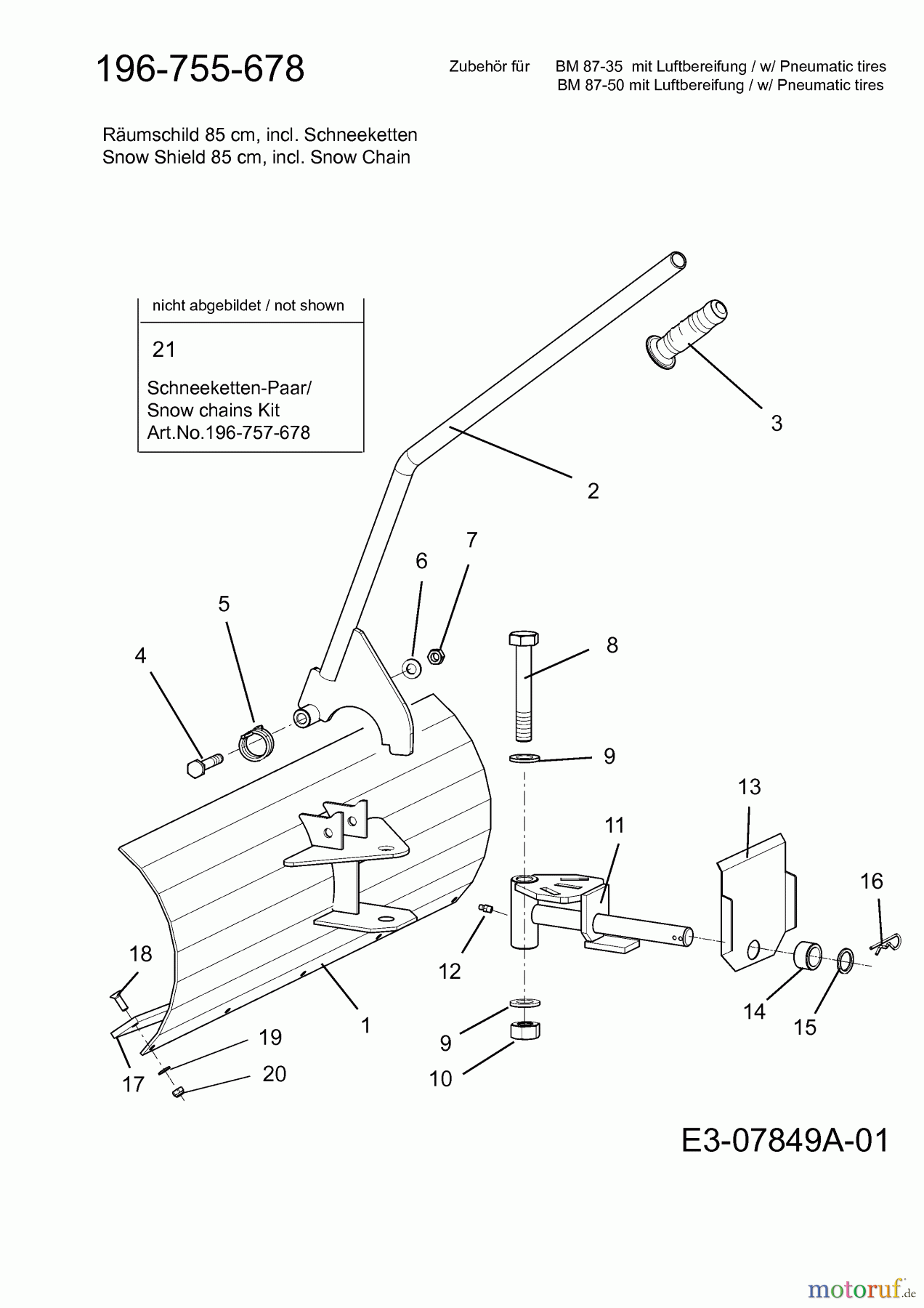  MTD Accessories Accessories cutterbar mower Snow blade for BM 87-35 196-755-678  (2011) Snowblade