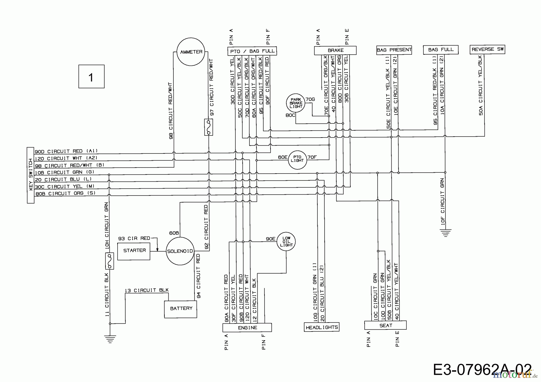  Columbia Lawn tractors D 506 NR 13BD506N597  (2003) Wiring diagram
