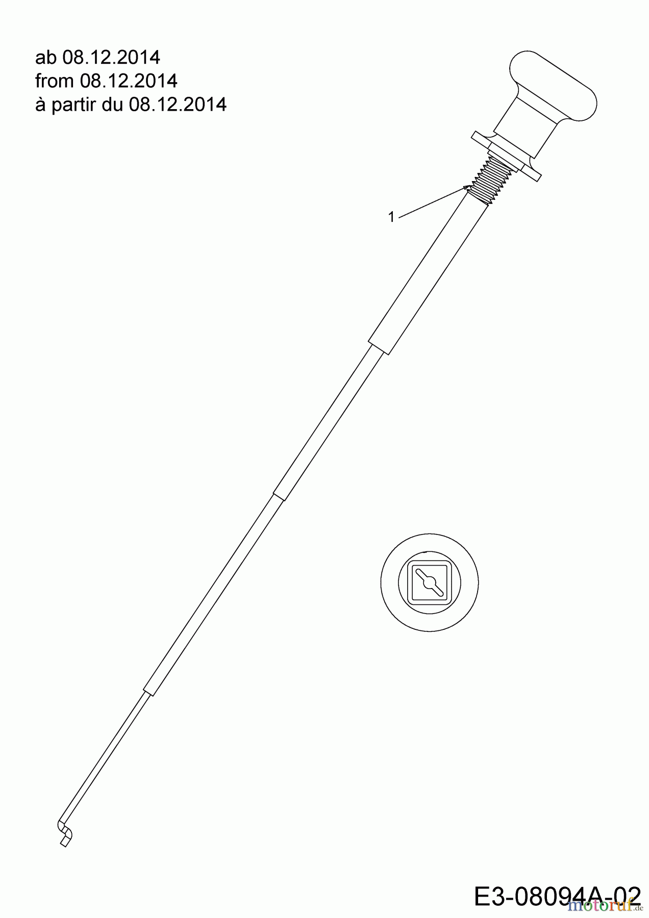  Cub Cadet Lawn tractors CC 1018 BHE 13HT91AE603  (2015) Choke control from 08.12.2014