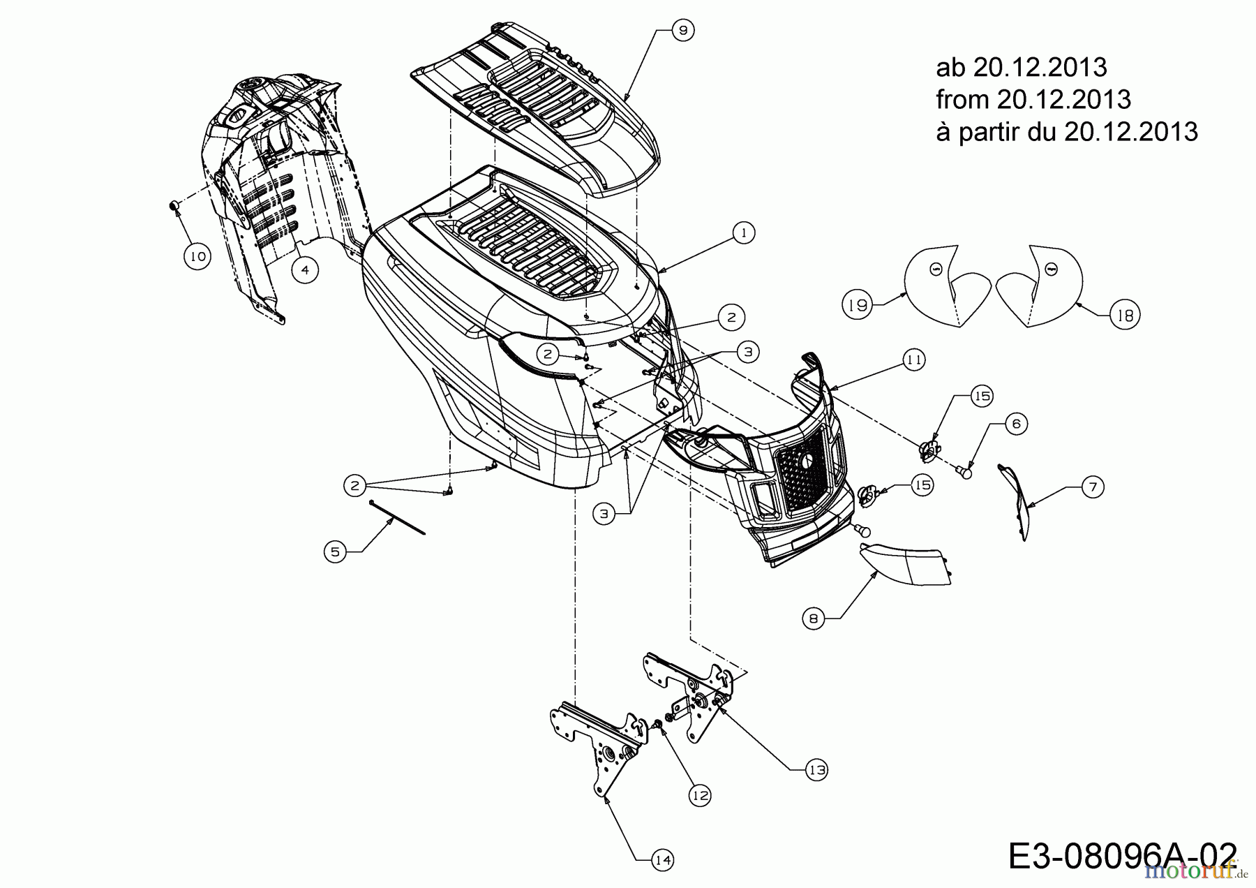  MTD Lawn tractors 155-92 LE 13HM71KE676  (2014) Engine hood K-Style from 20.12.2013