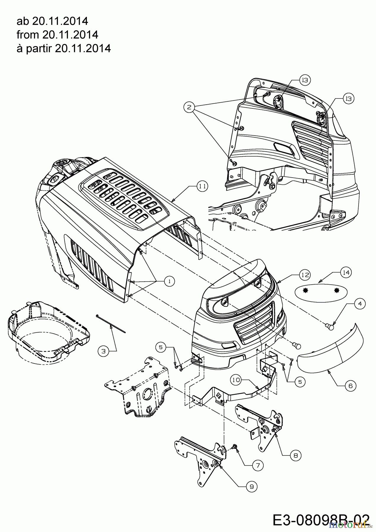  Guem Lawn tractors GE 140 13H2765E607  (2015) Engine hood 5-Style from 20.11.2014