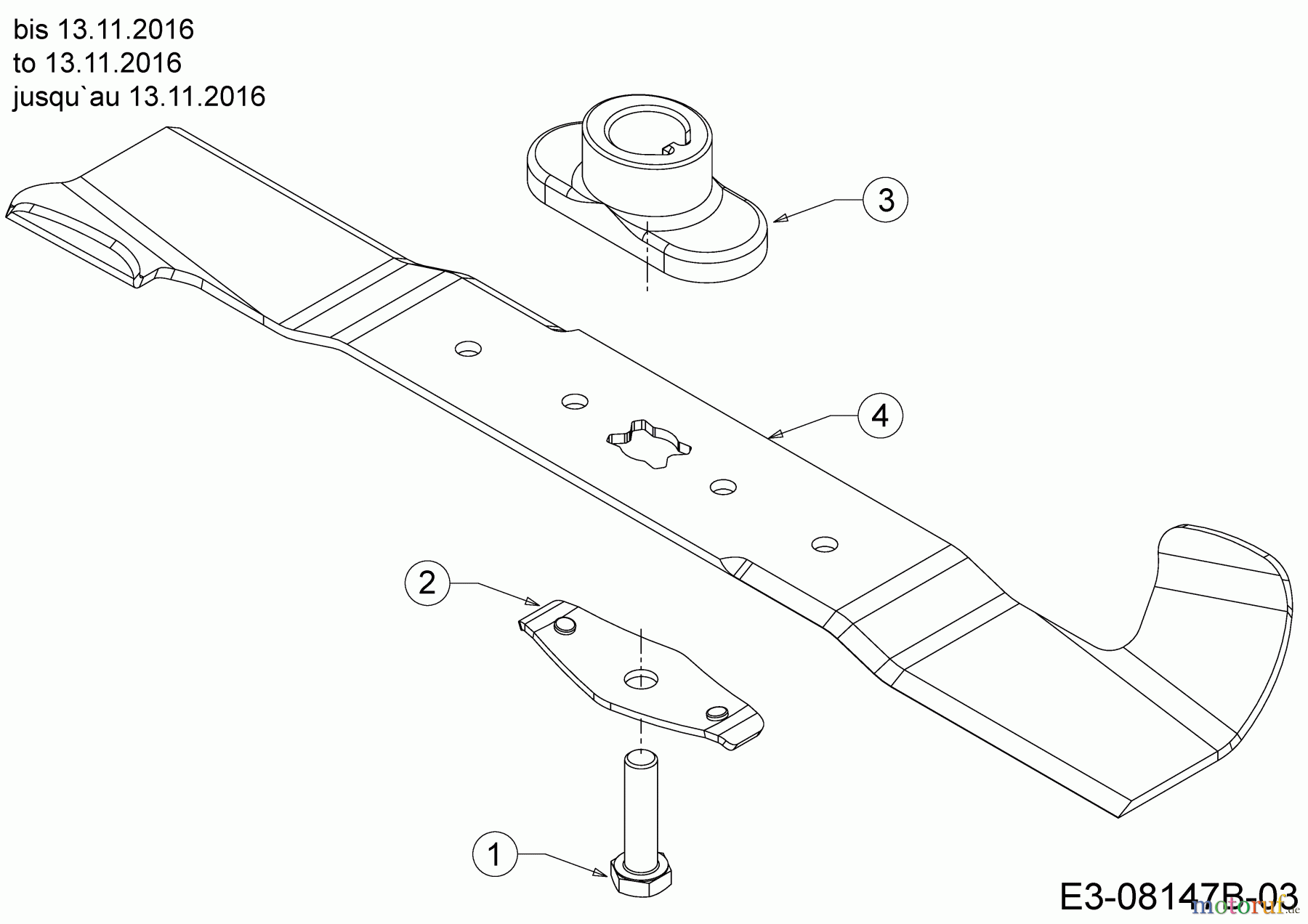 Wolf-Garten Petrol mower A 4600 11A-TOSC650 (2018) Blade, Blade adapter to 13.11.2016