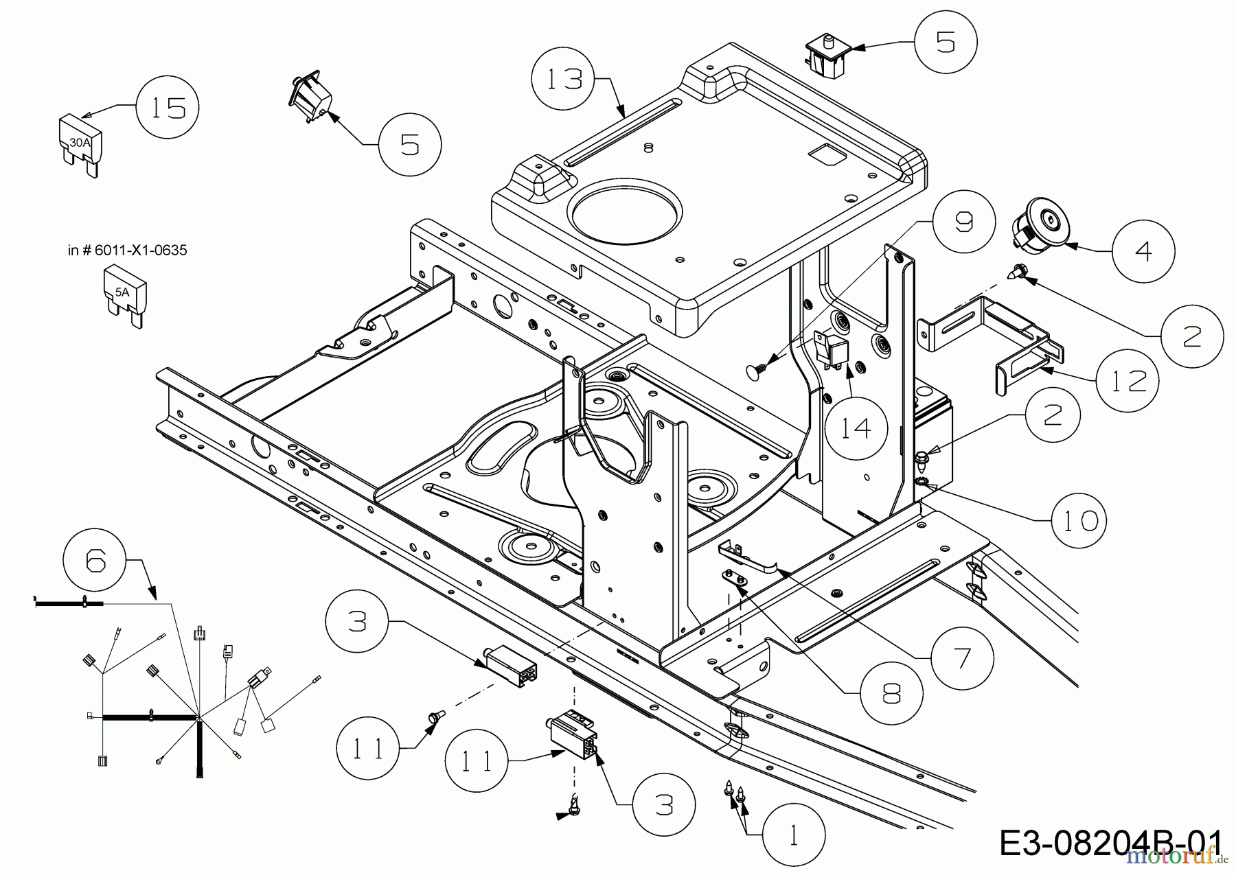Wolf-Garten Lawn tractors RDE 60 M 13A326SC650F (2017) Electric parts