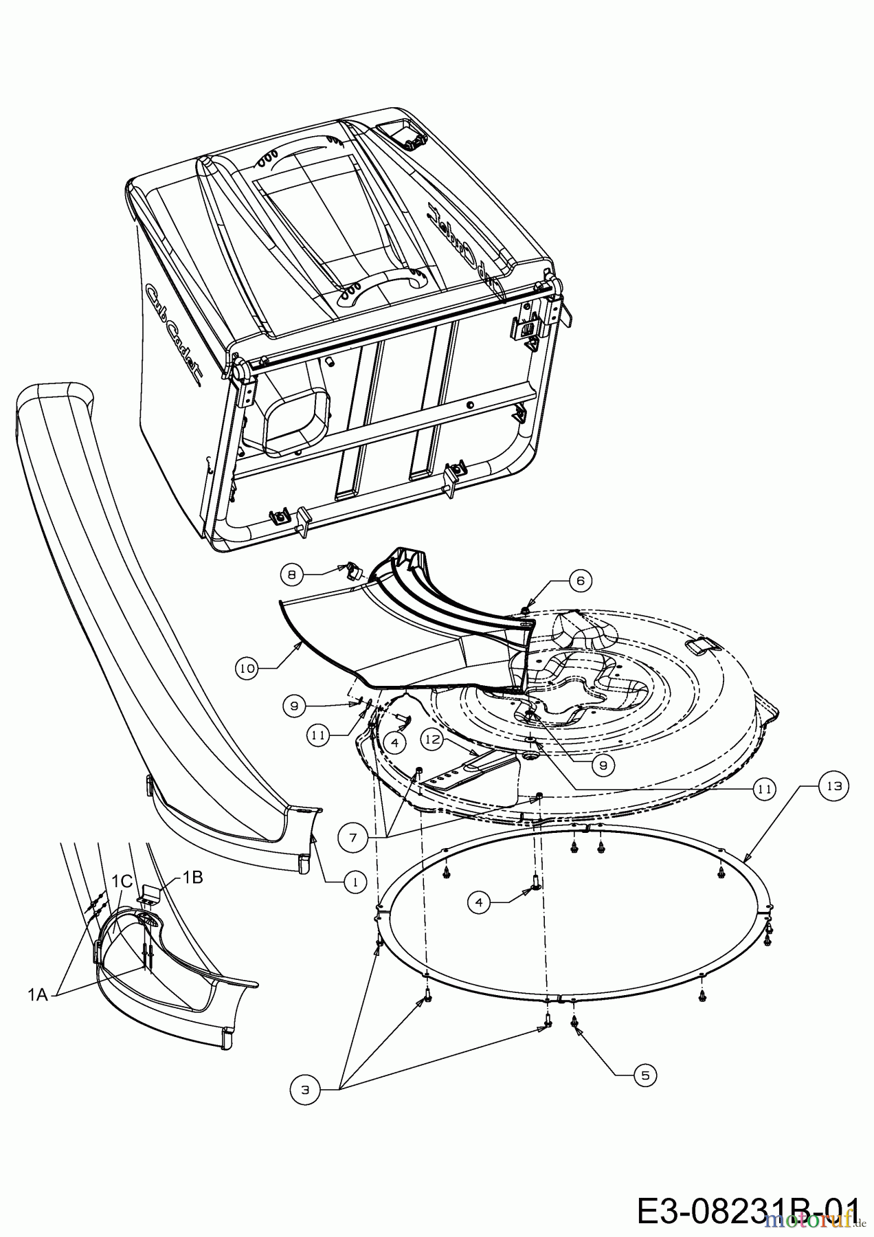  Cub Cadet Lawn tractors CC 114 TA 13B226ED603  (2014) Discharge chute, Deflector, Blade