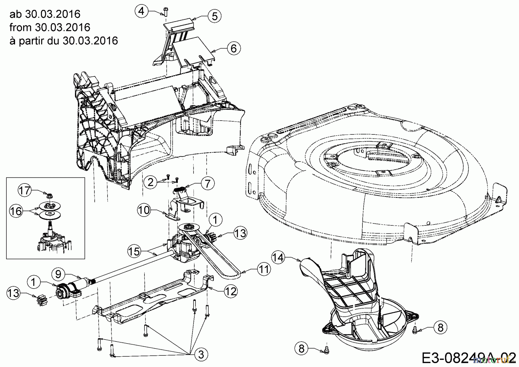  MTD Petrol mower self propelled 53 SPOES 12AEPYS7600  (2016) Gearbox, Belt from 30.03.2016
