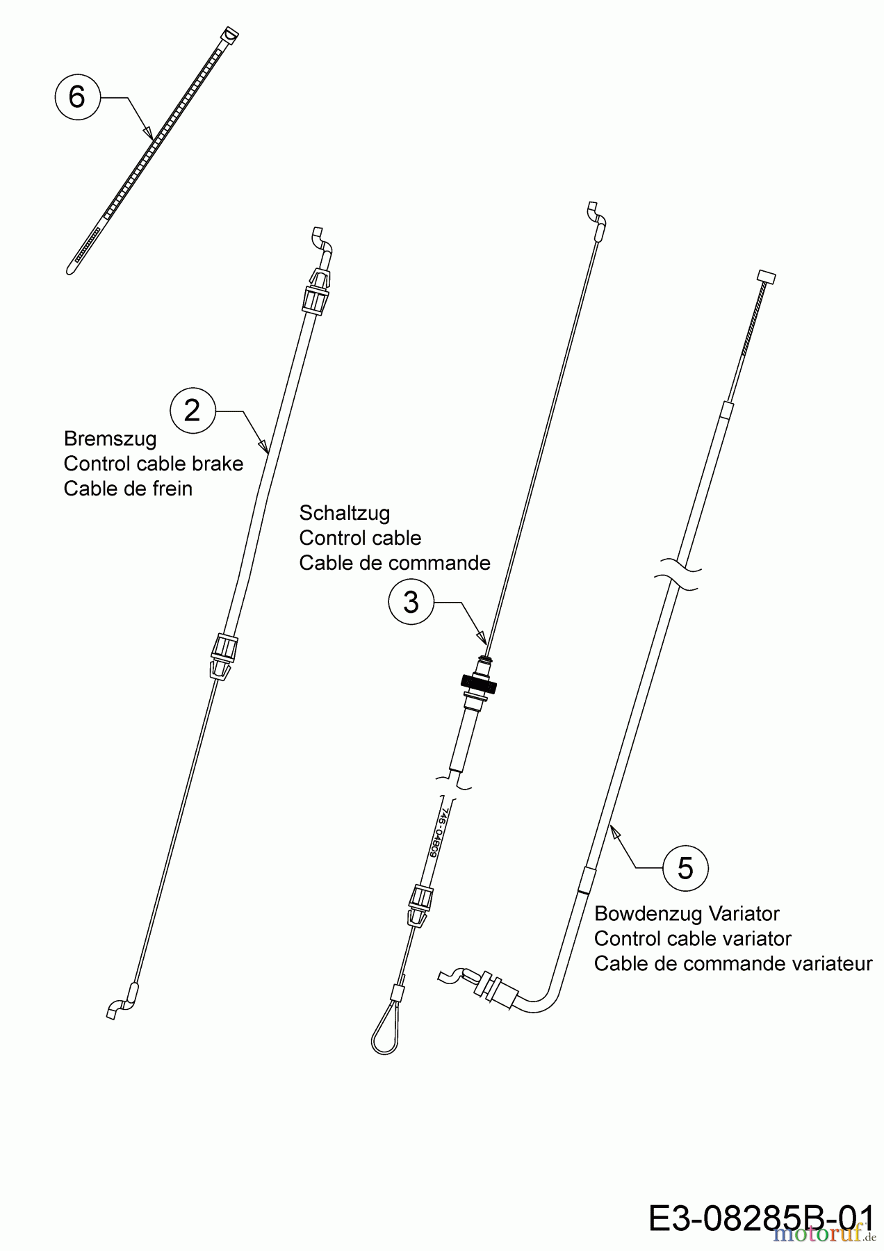  Massey Ferguson Petrol mower self propelled MF 53 SPKV 12BVQ57D695  (2016) Control cables
