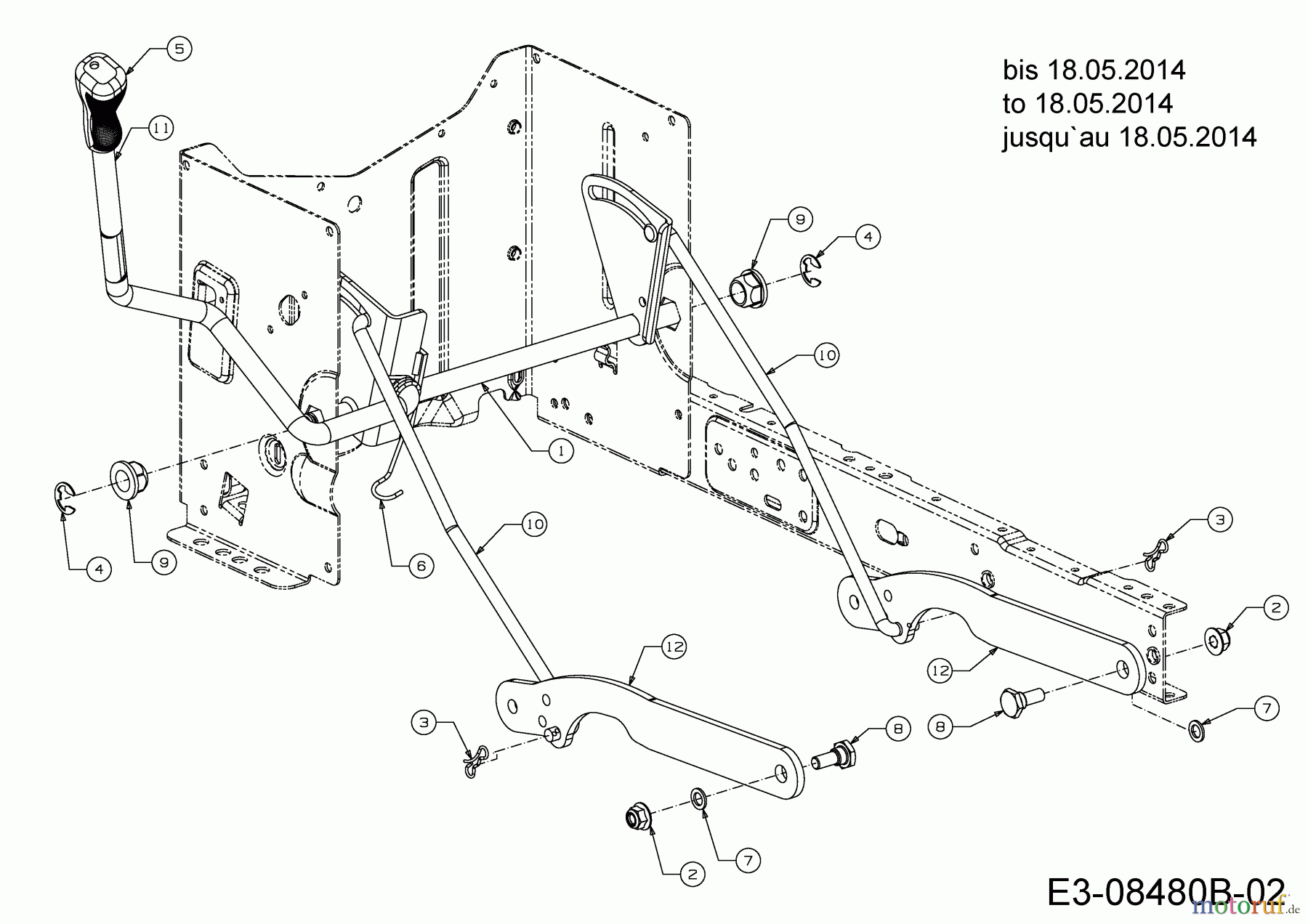  Troy-Bilt Lawn tractors Horse XP 46 13WX79KT066  (2014) Deck lift to 18.05.2014