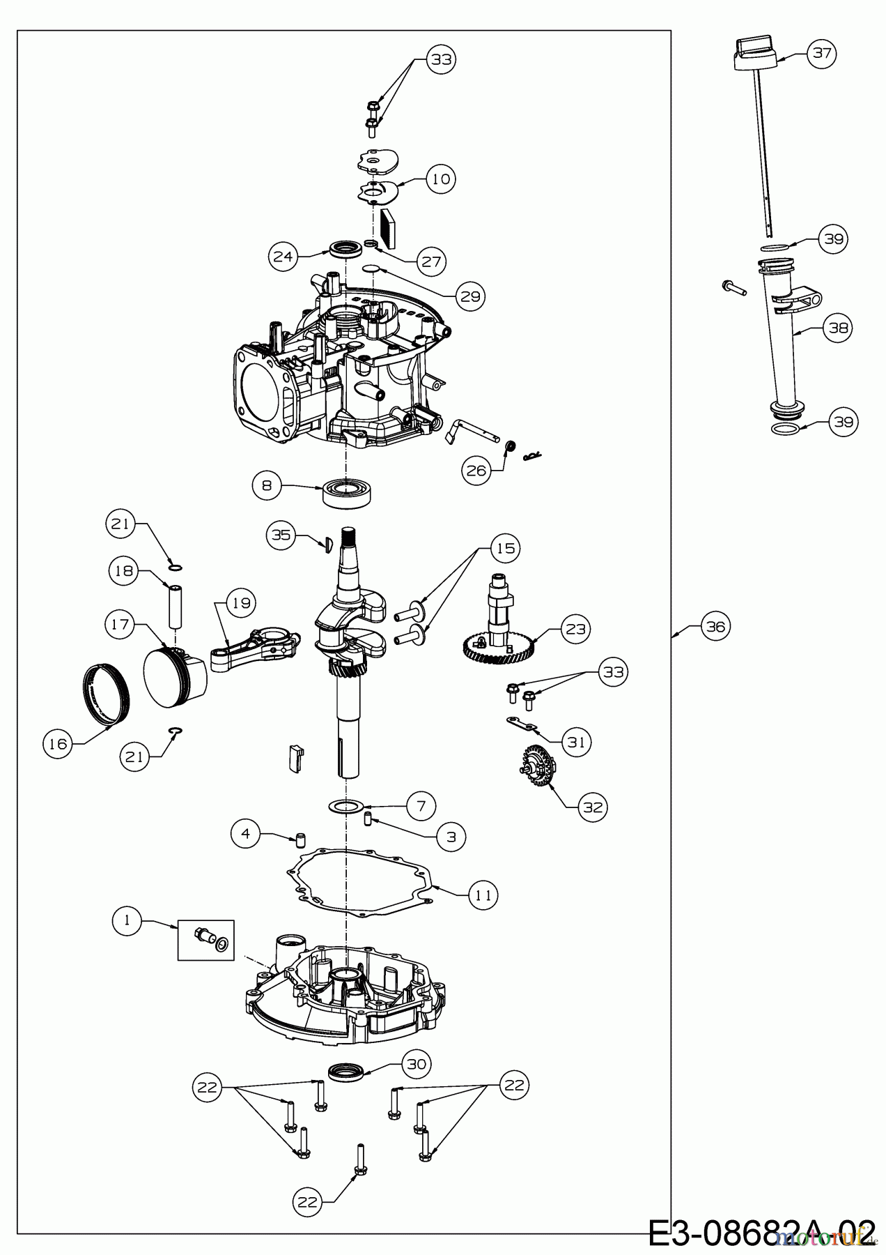  MTD-Engines Vertical 1X65RH 752Z1X65RH  (2015) Short block