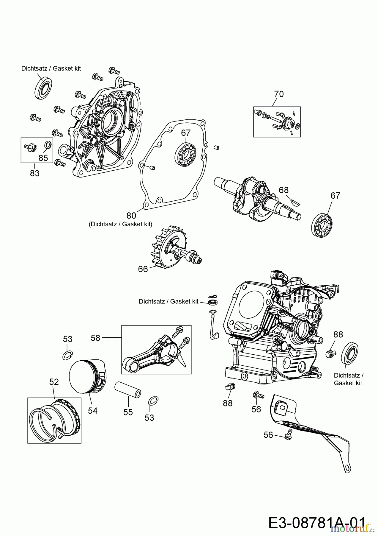  MTD-Engines Horizontal 170-DH 752Z170-DH  (2014) Piston, Camshaft, Connecting rod, Governor