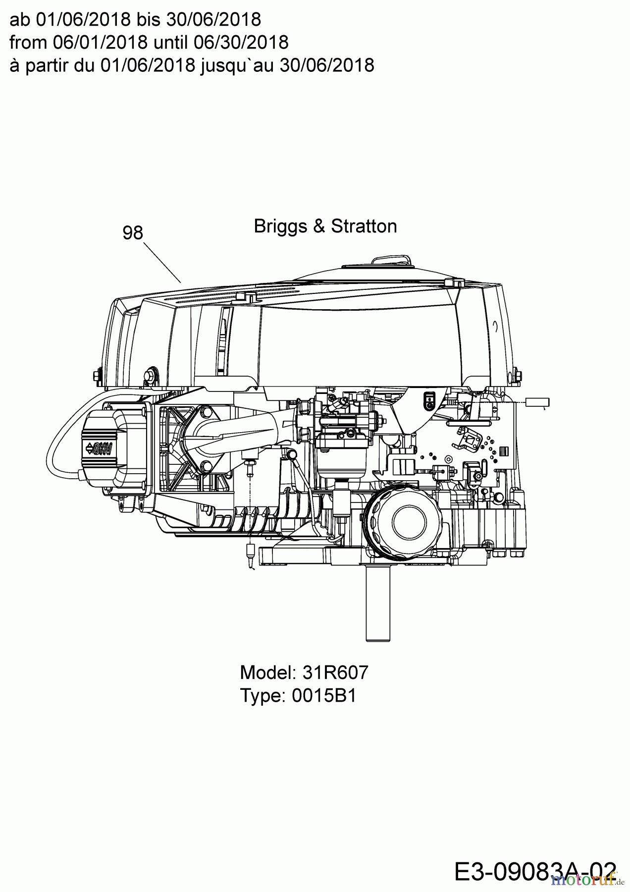 Mastercut Lawn tractors Mastercut 92-155 from 2017 13IM775E659  (2018) Engine Briggs & Stratton from 06/01/2018 until 06/30/2018