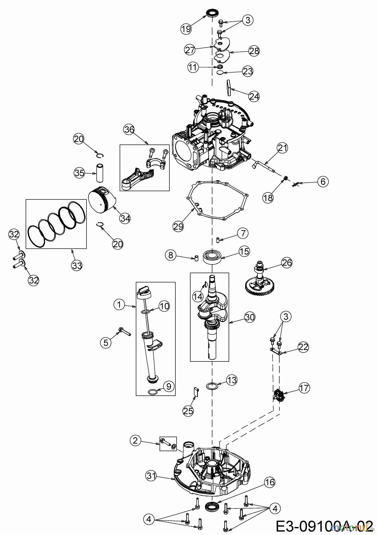  MTD-Engines Vertical 1X65RH 752Z1X65RH  (2018) Piston, Camshaft, Crankshaft, Connecting rod