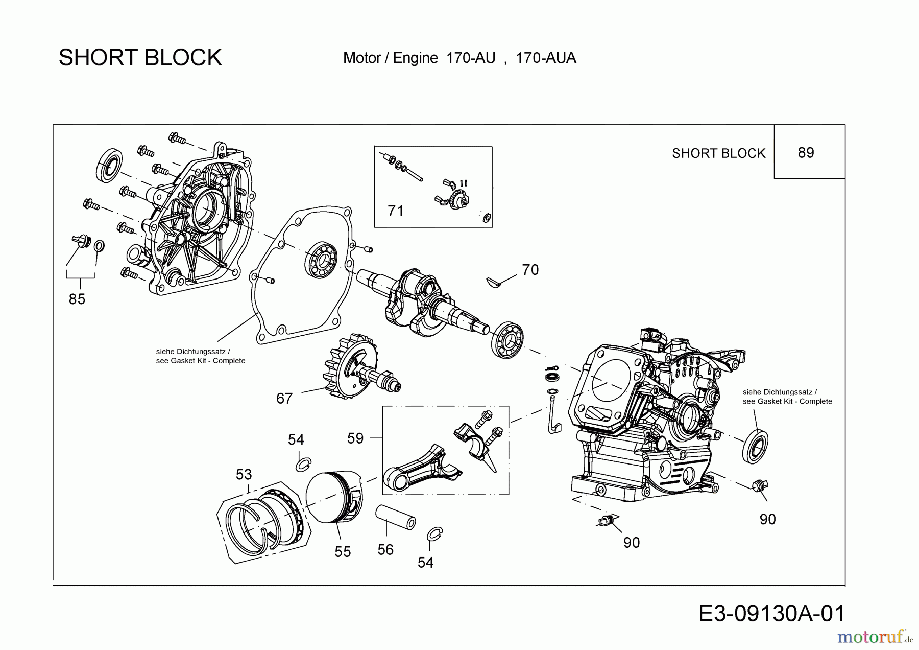  MTD-Engines Horizontal 170-AUA 752Z170-AUA  (2015) Short block